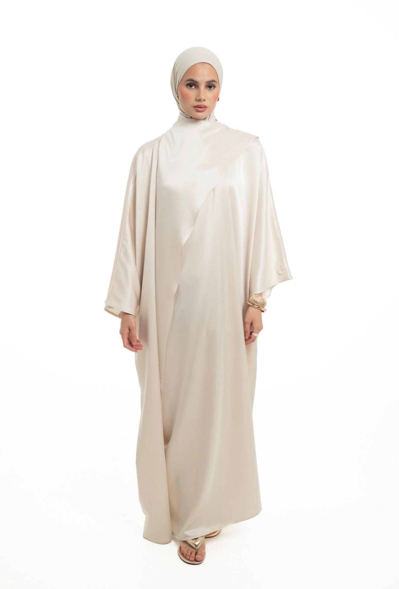 BATWING SHAWL DRESS |CHAMPAGNE – Byqaaf
