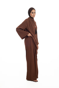 PLEATED FLARE TROUSERS | SPICED CHOCOLATE