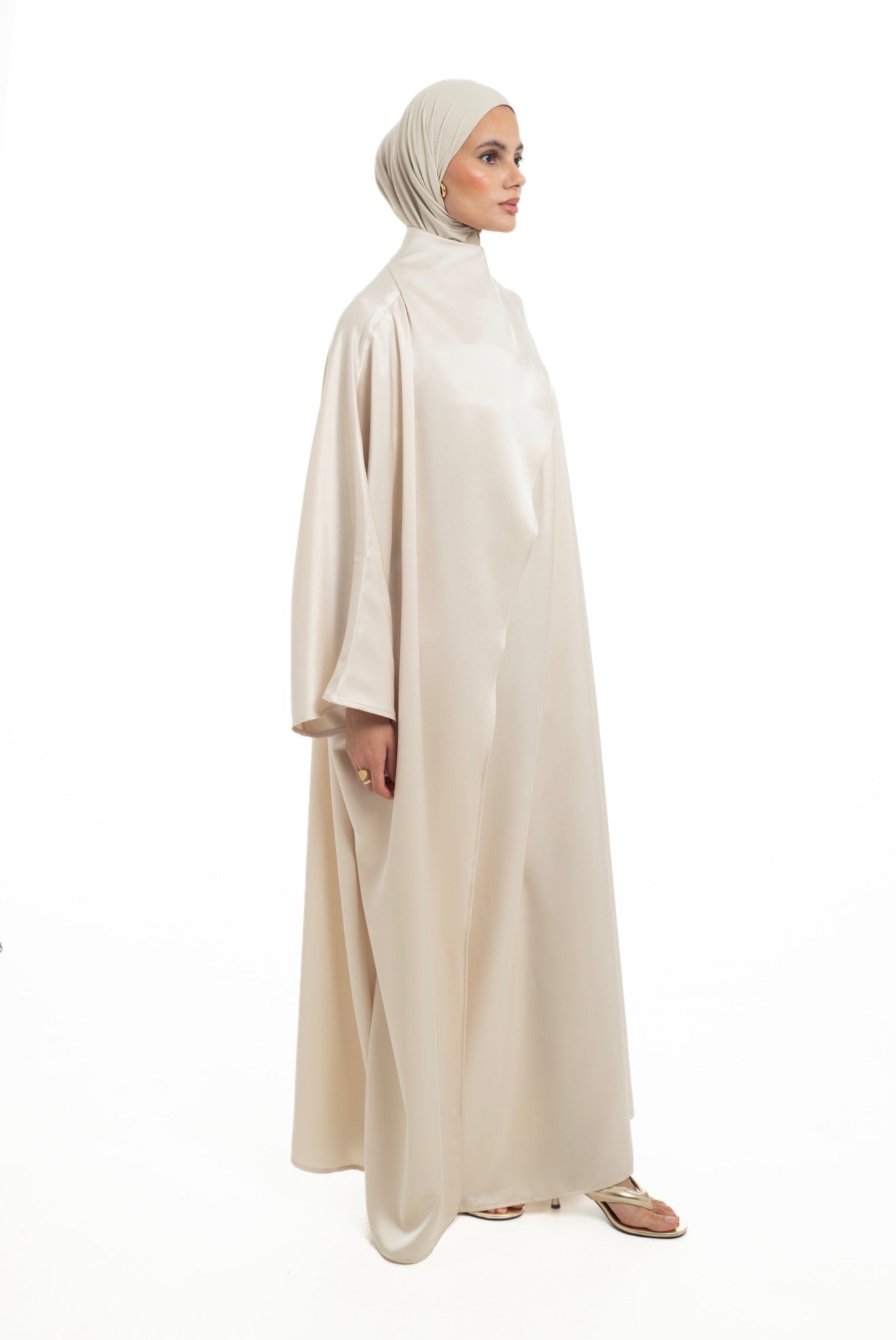 BATWING SHAWL DRESS |CHAMPAGNE