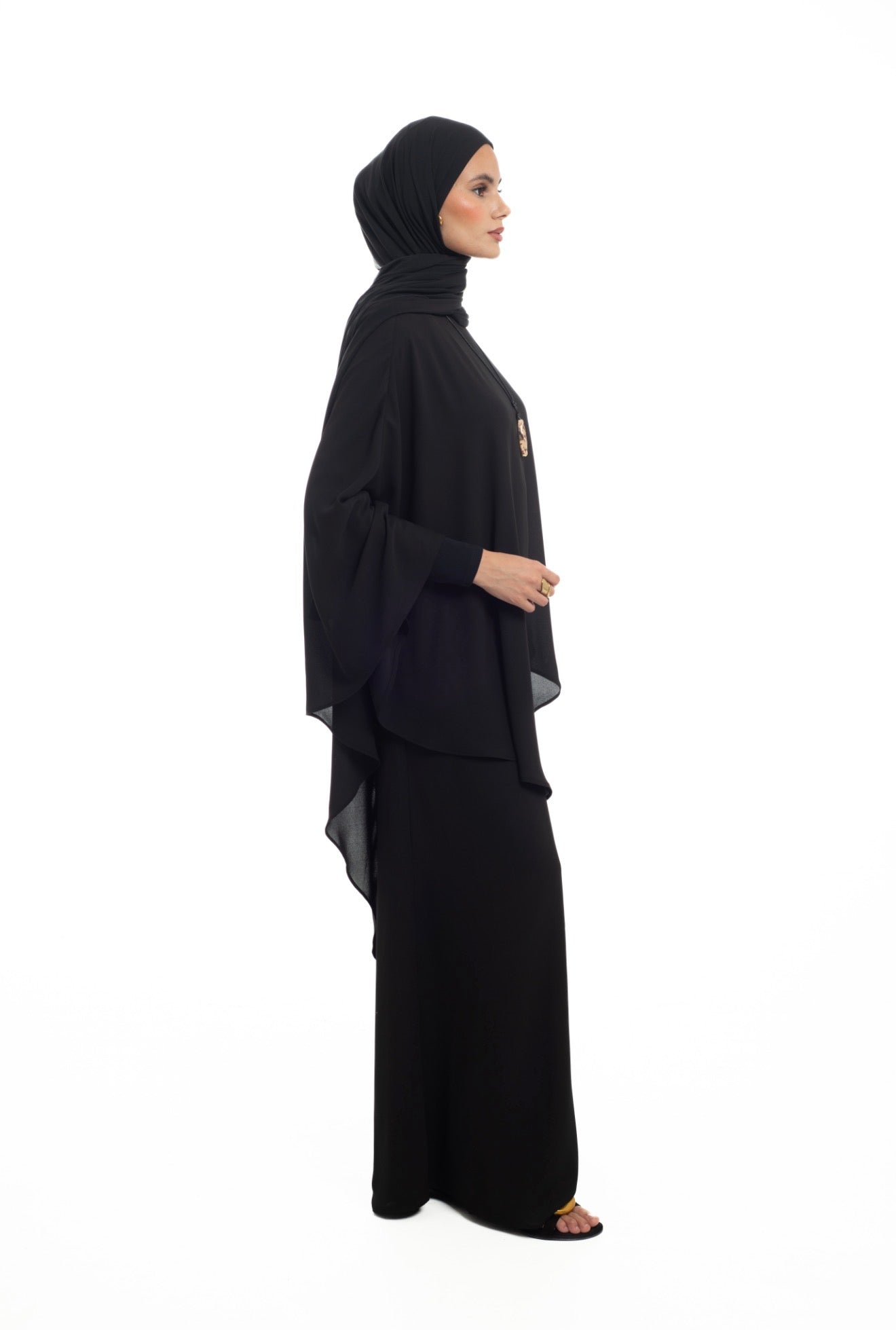 DRAPED OVERLAY FLARE SET | BLACK