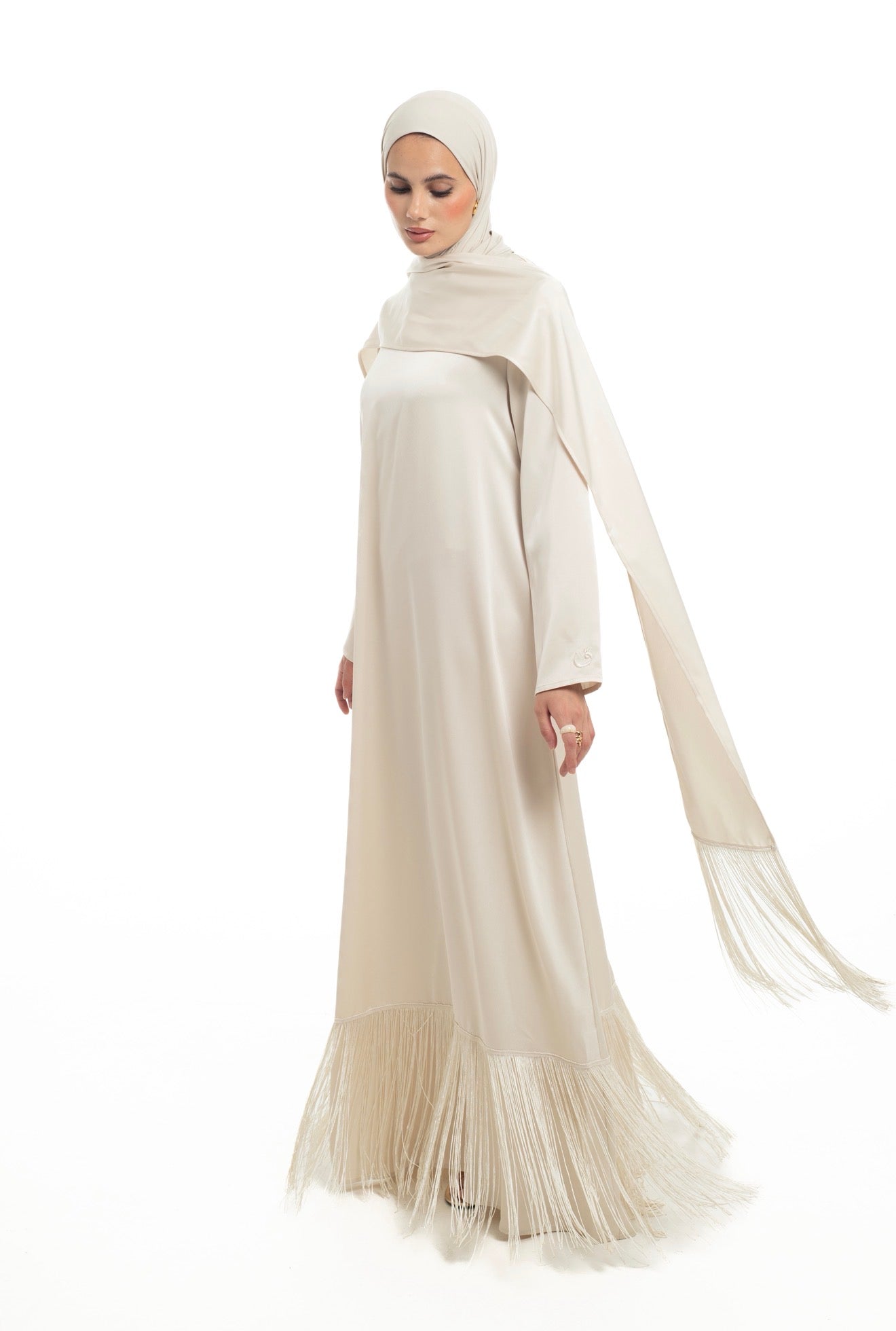 SATIN SCARF FRILL DRESS