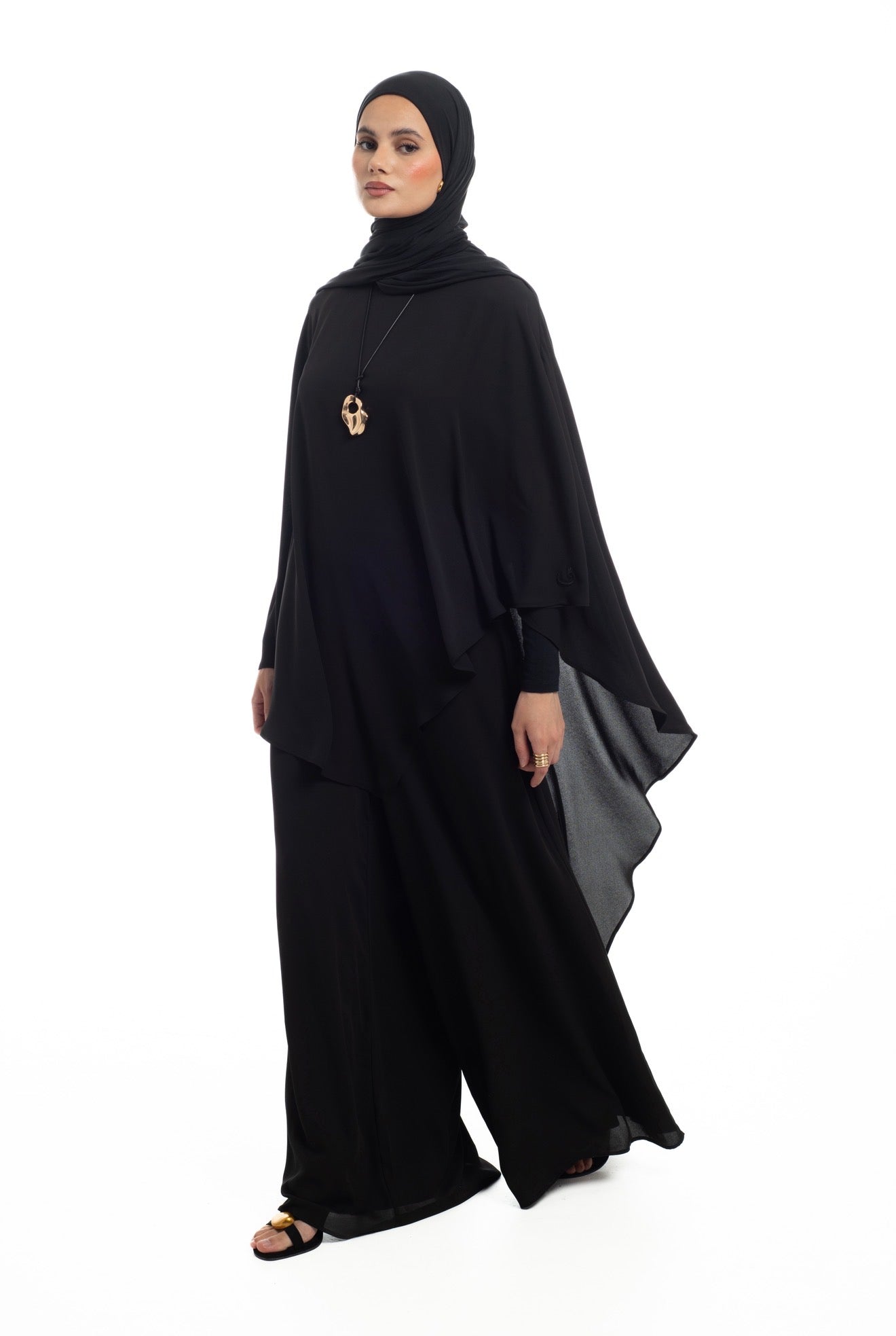 DRAPED OVERLAY FLARE SET | BLACK