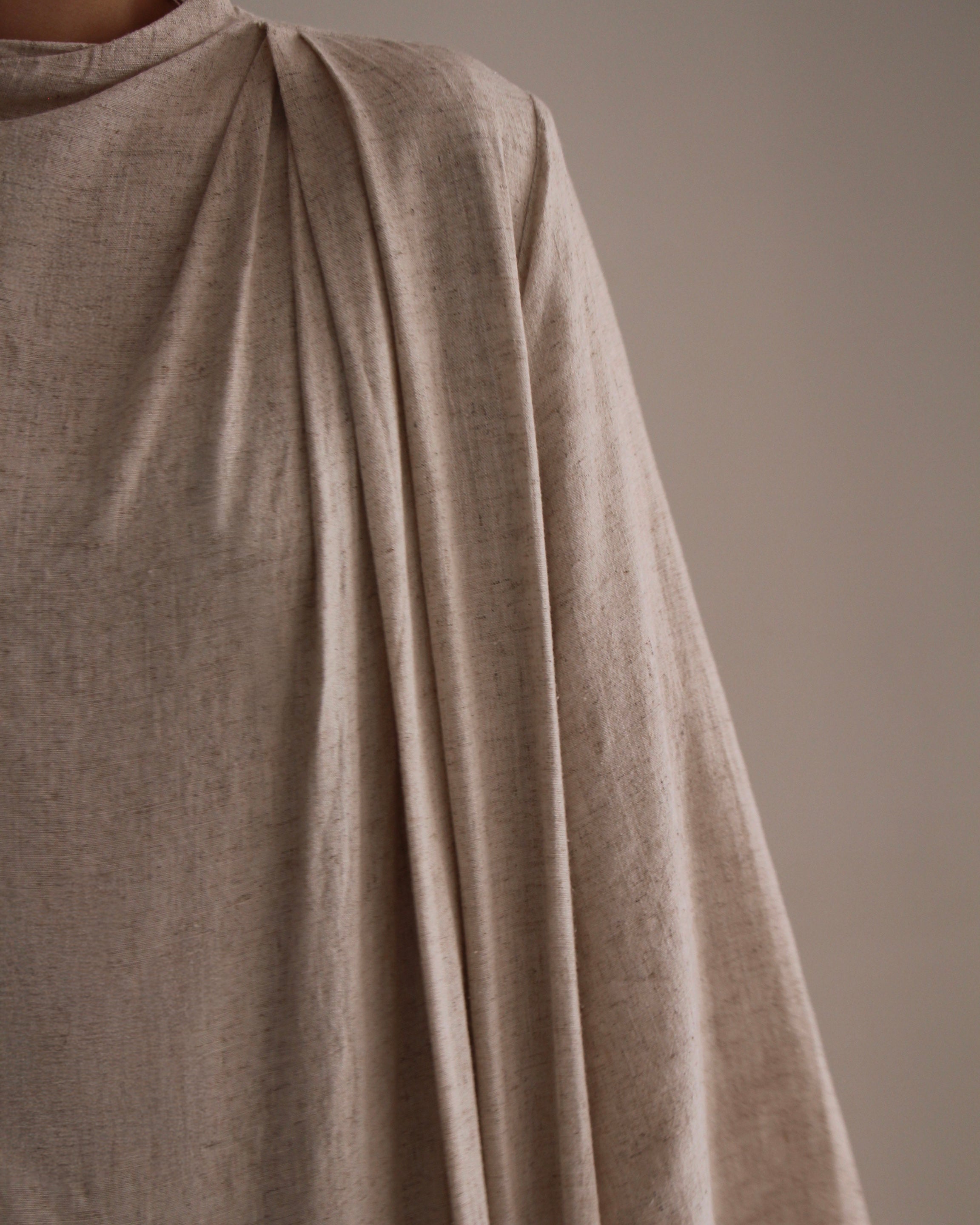 DRAPED BLAZER LINEN DRESS | LIGHT BEIGE