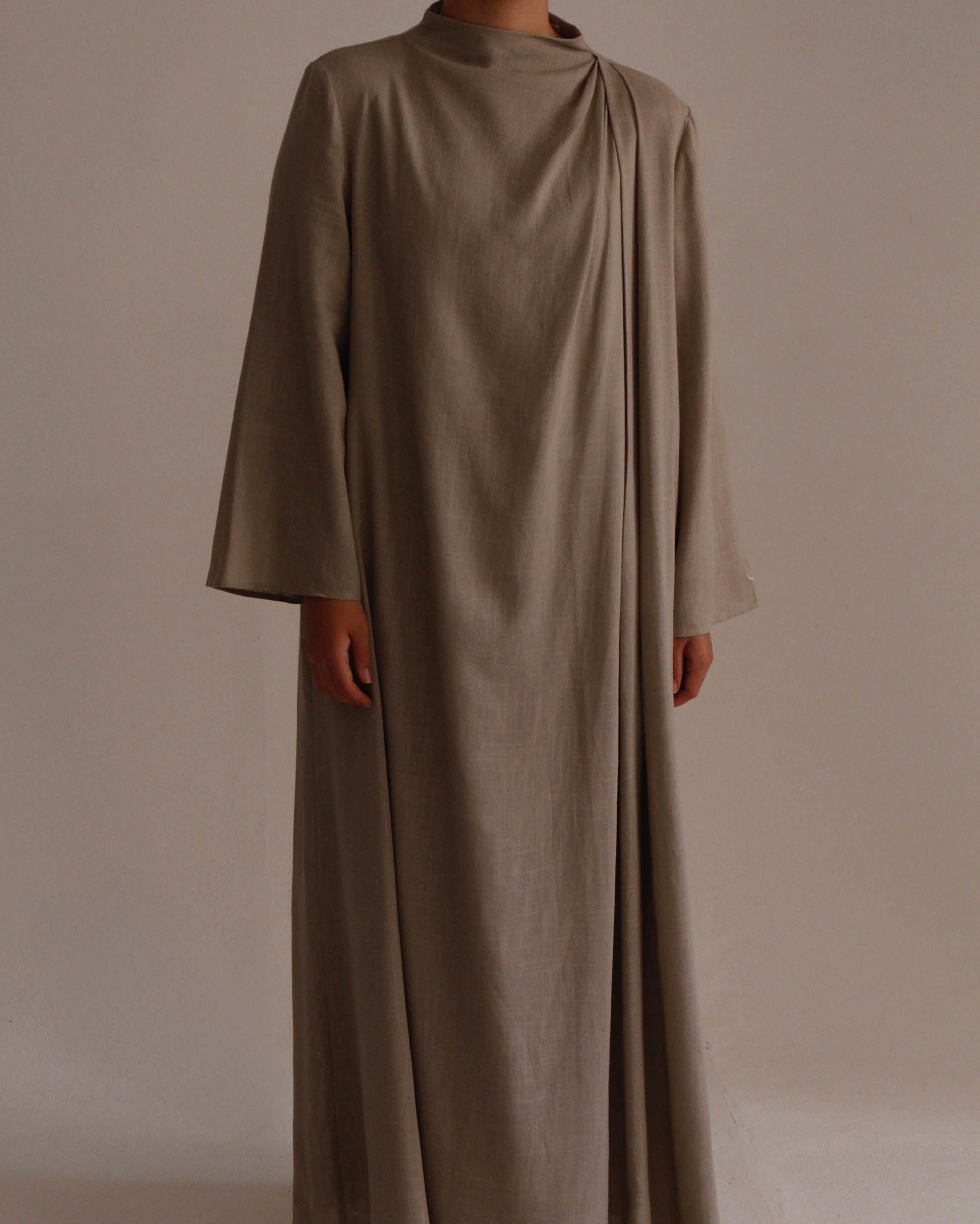 DRAPED BLAZER LINEN DRESS | SAGE GREEN