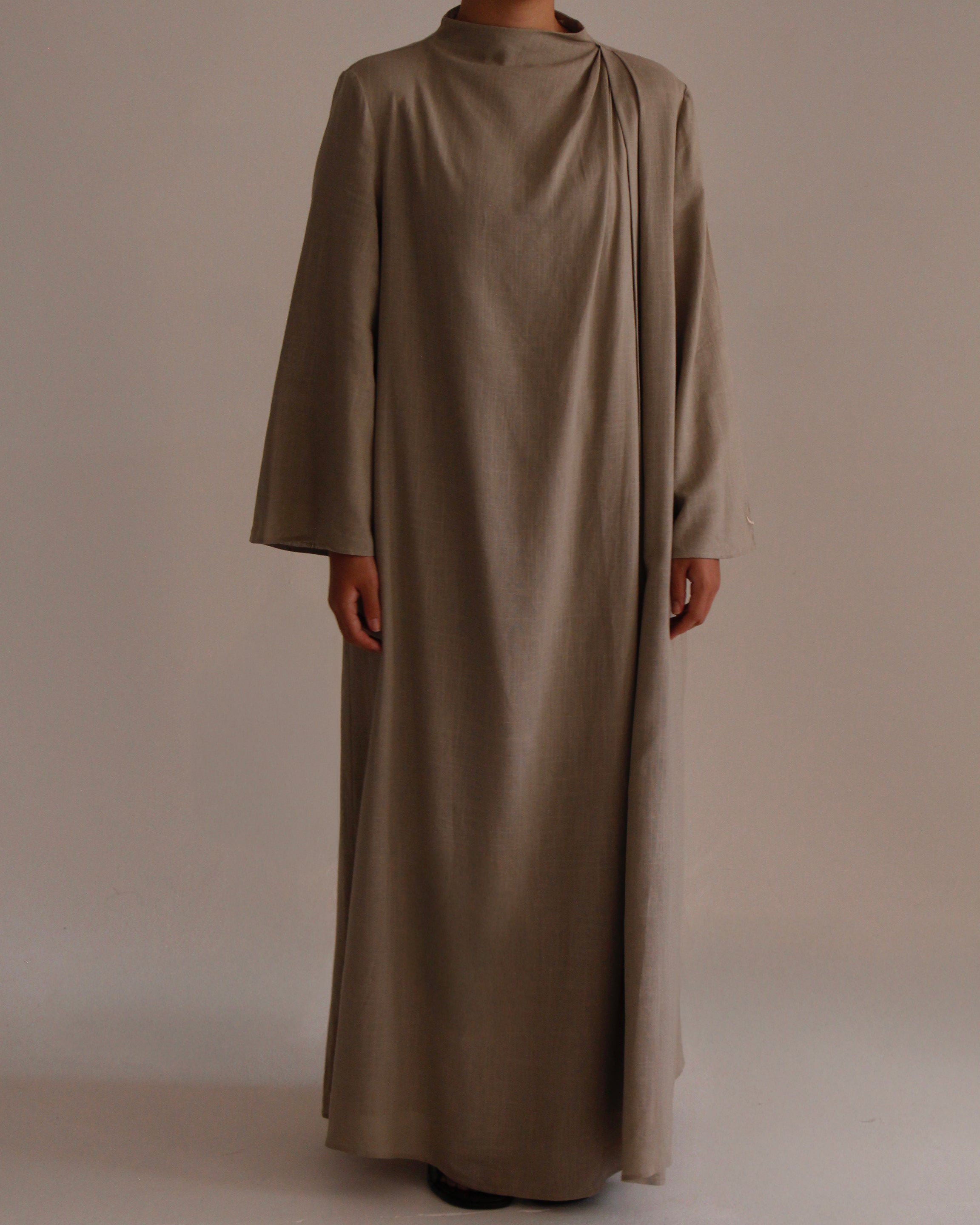 DRAPED BLAZER LINEN DRESS | SAGE GREEN