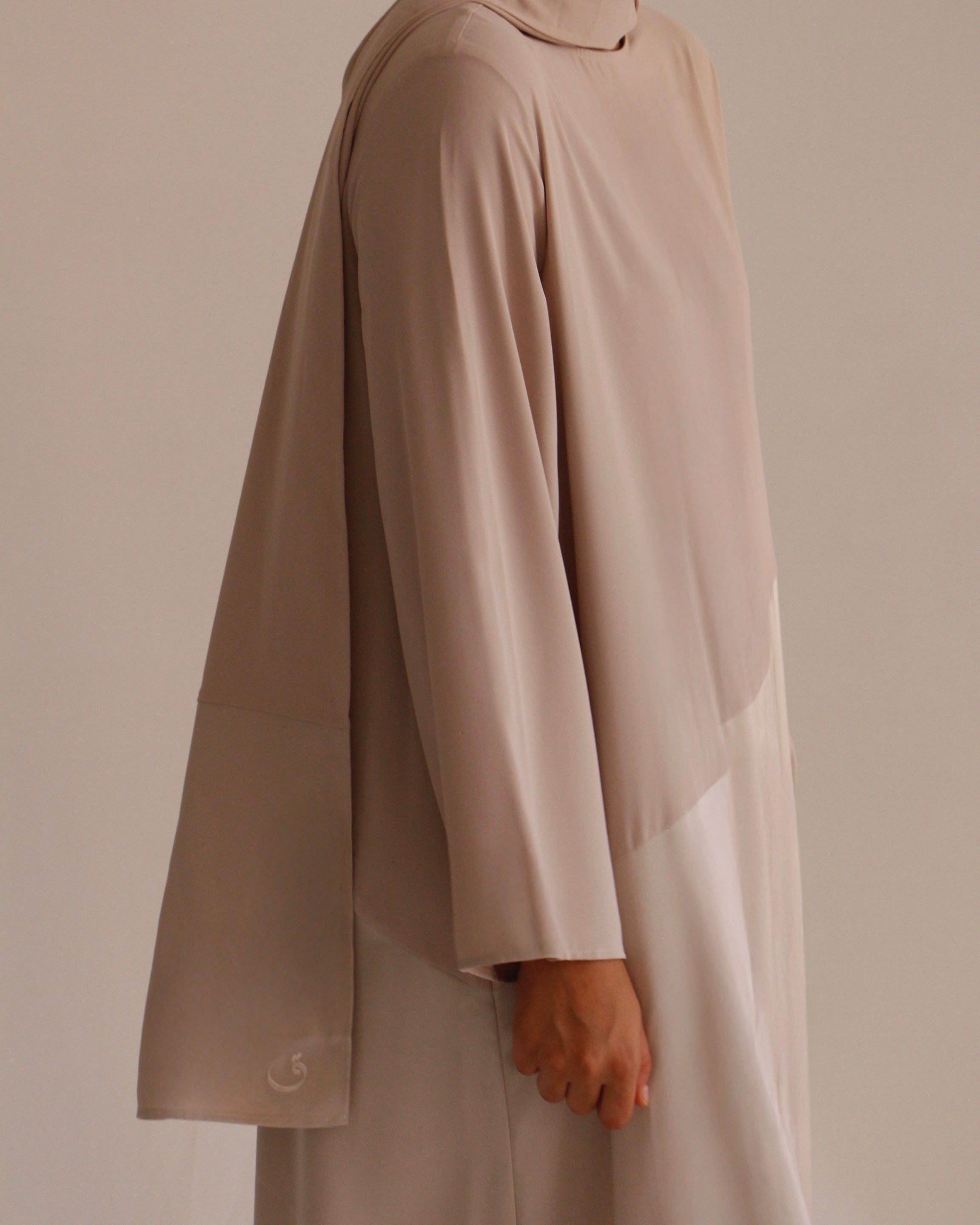 HALF PLAIN HALF SATIN DRESS + HIJAB