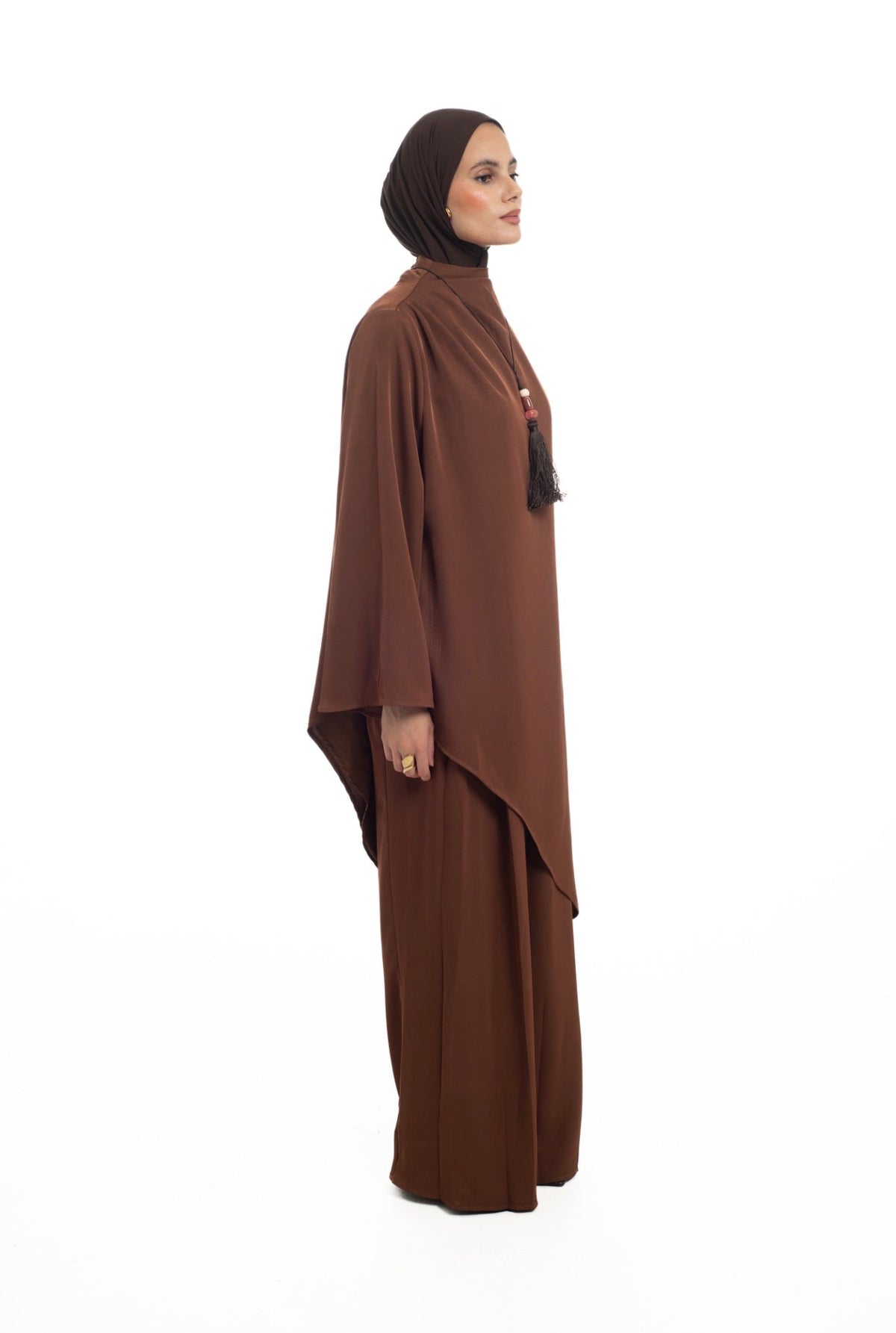 Asymmetrical Longline Top | Spiced Chocolate - Byqaaf