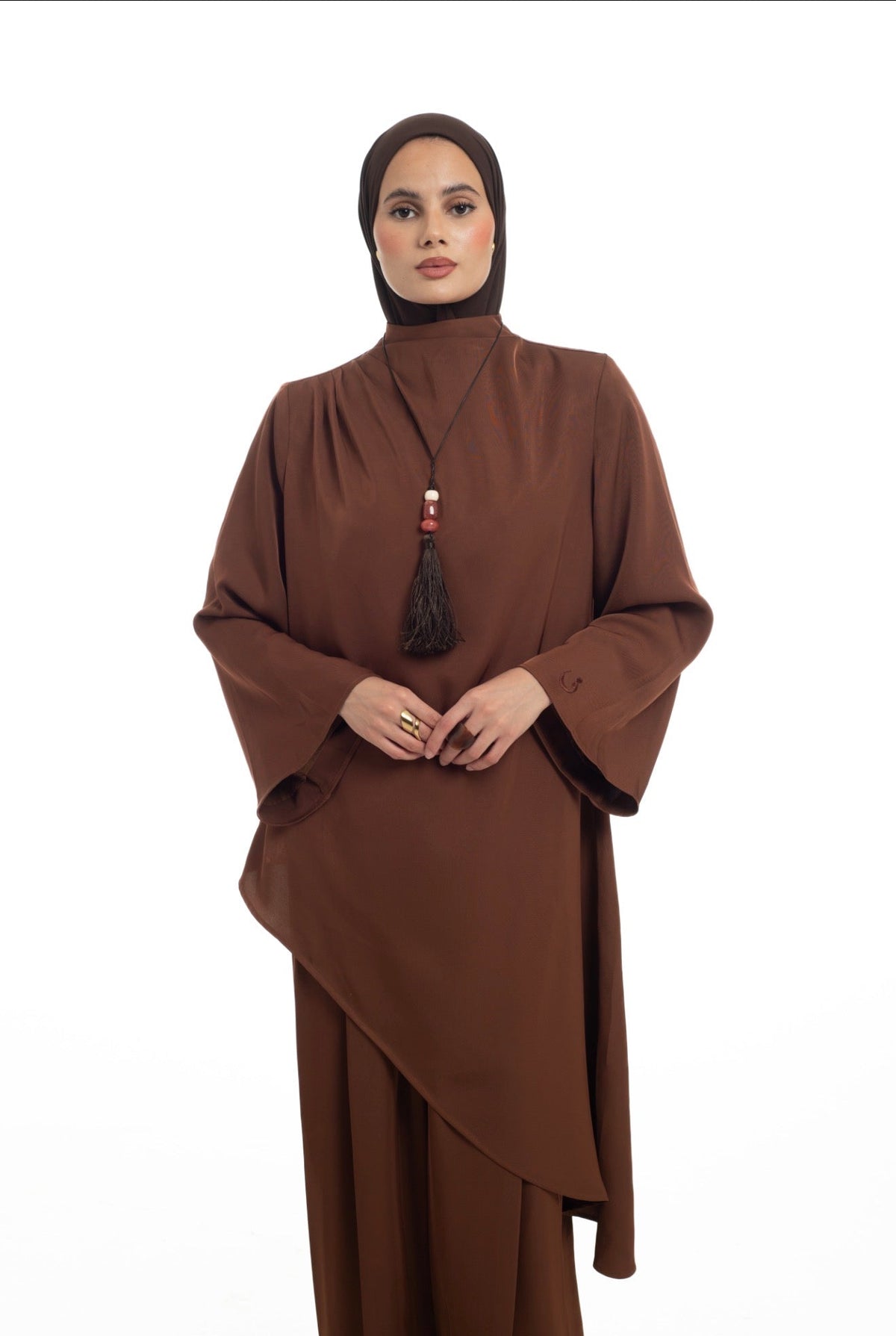 Asymmetrical Longline Top | Spiced Chocolate - Byqaaf