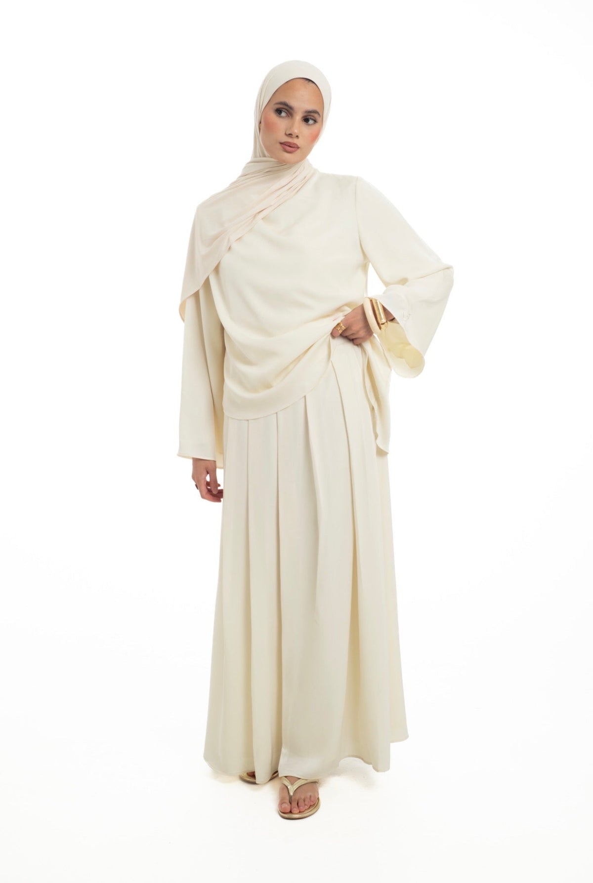 Asymmetrical Skirt Set | Buttermilk - Byqaaf