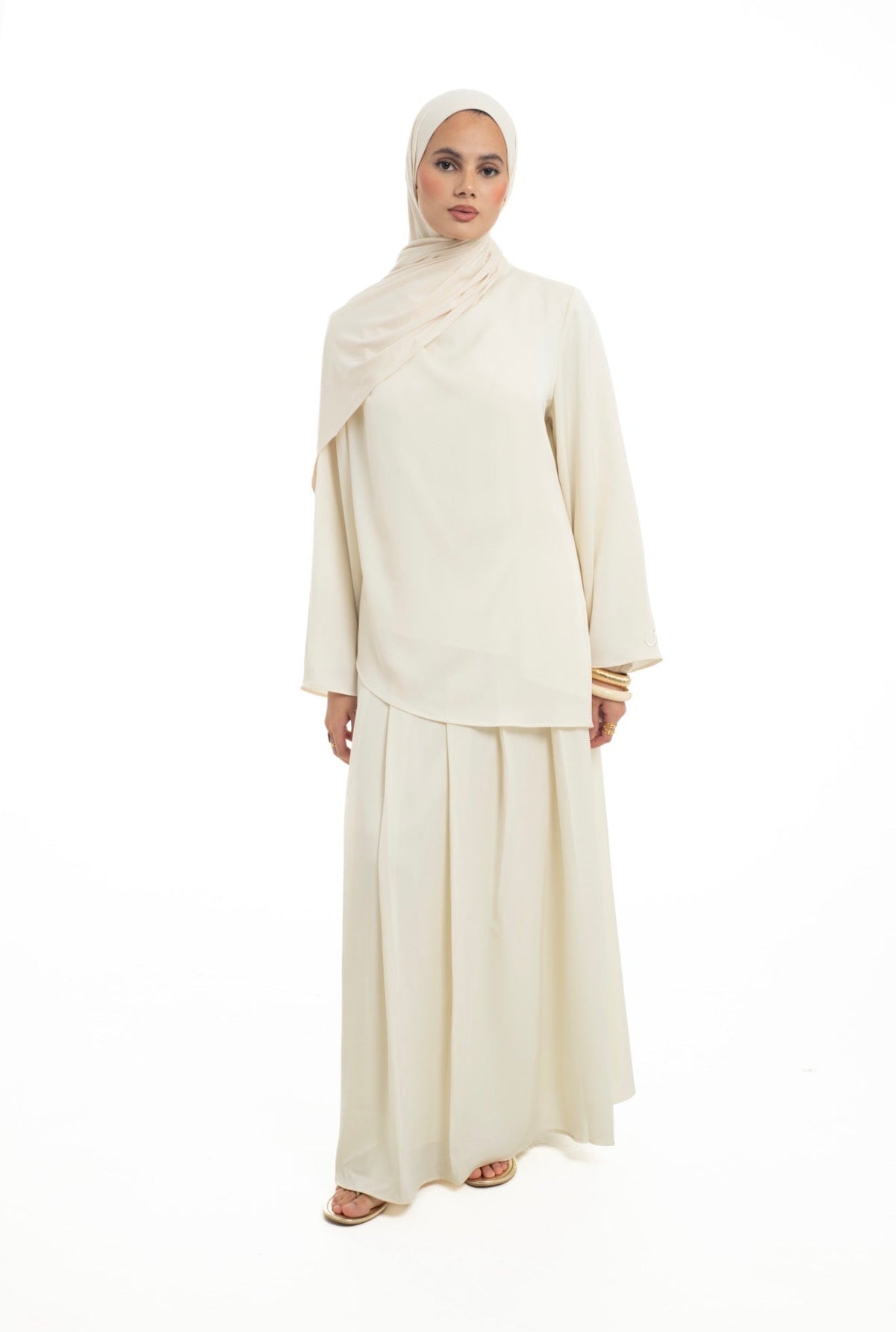 Asymmetrical Skirt Set | Buttermilk - Byqaaf