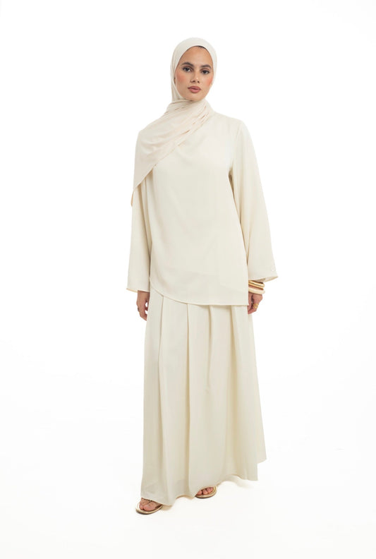 Asymmetrical Skirt Set | Buttermilk - Byqaaf