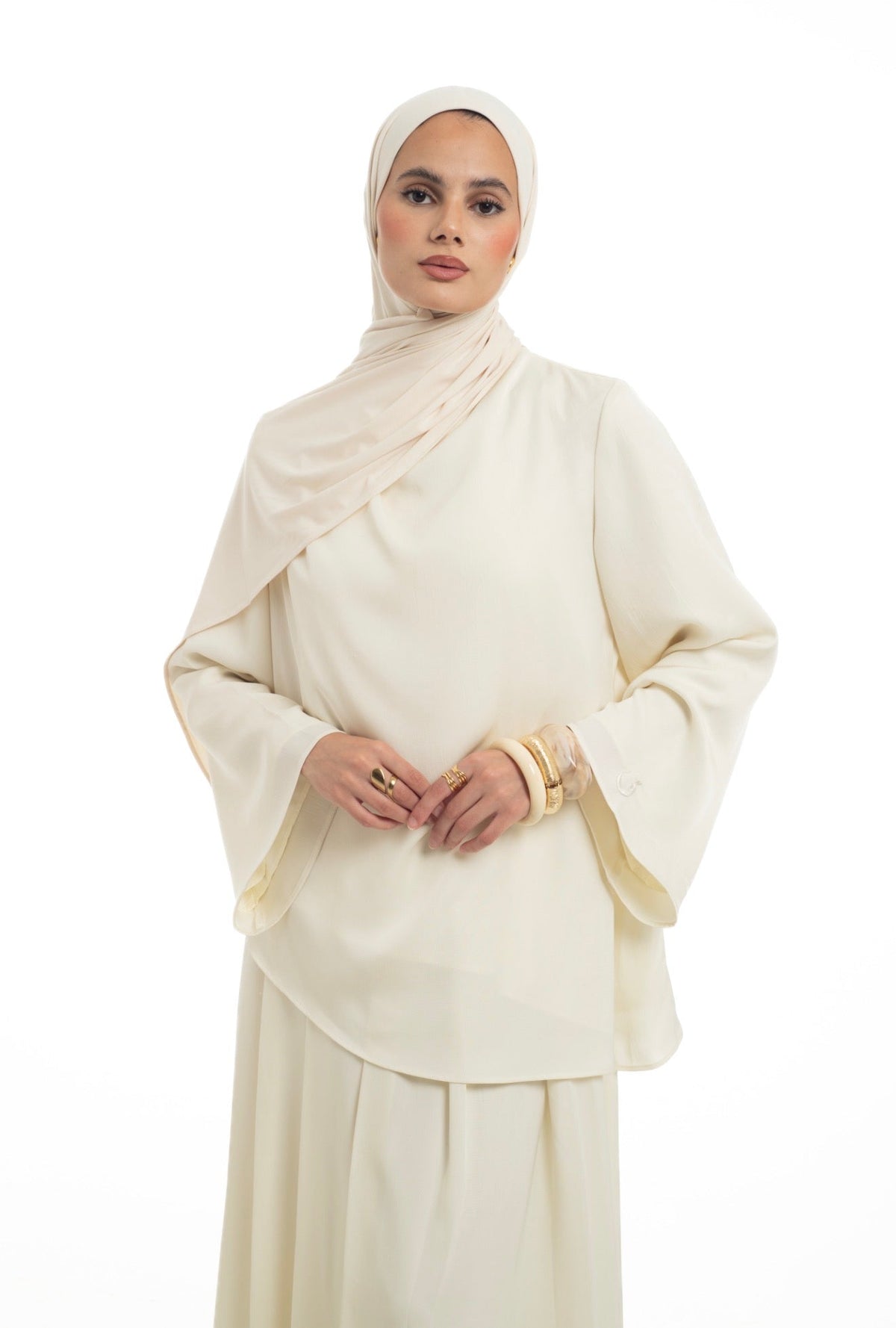 Asymmetrical Skirt Set | Buttermilk - Byqaaf