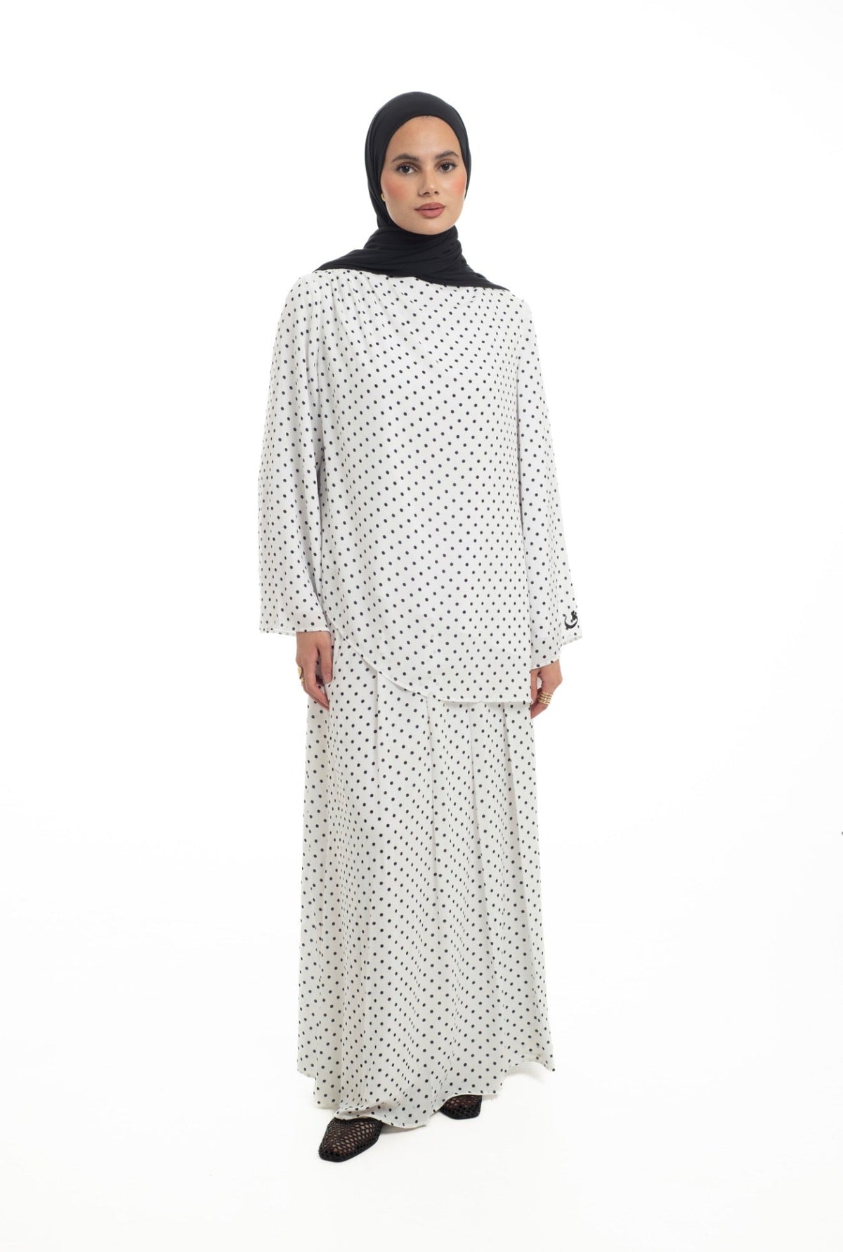 Asymmetrical Skirt Set | Polka Dot - Byqaaf