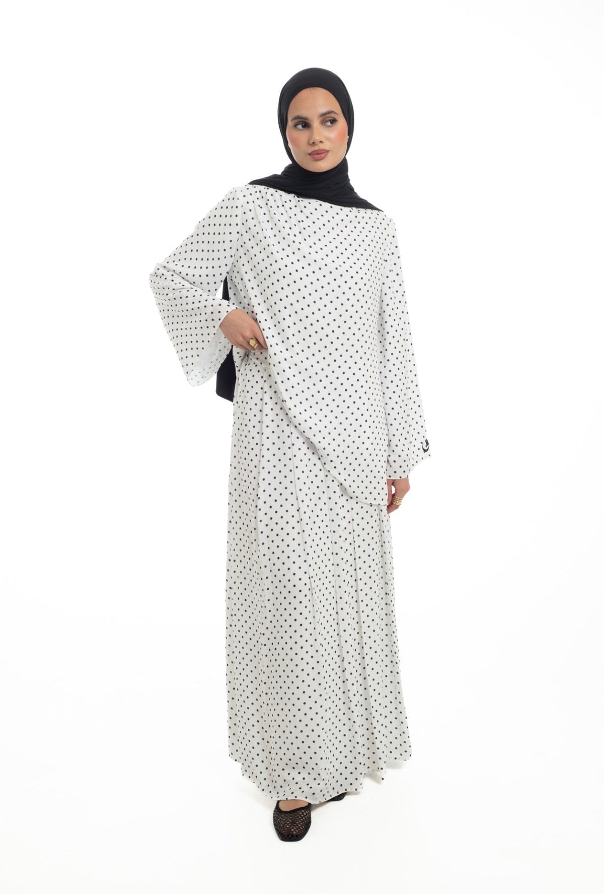 Asymmetrical Skirt Set | Polka Dot - Byqaaf