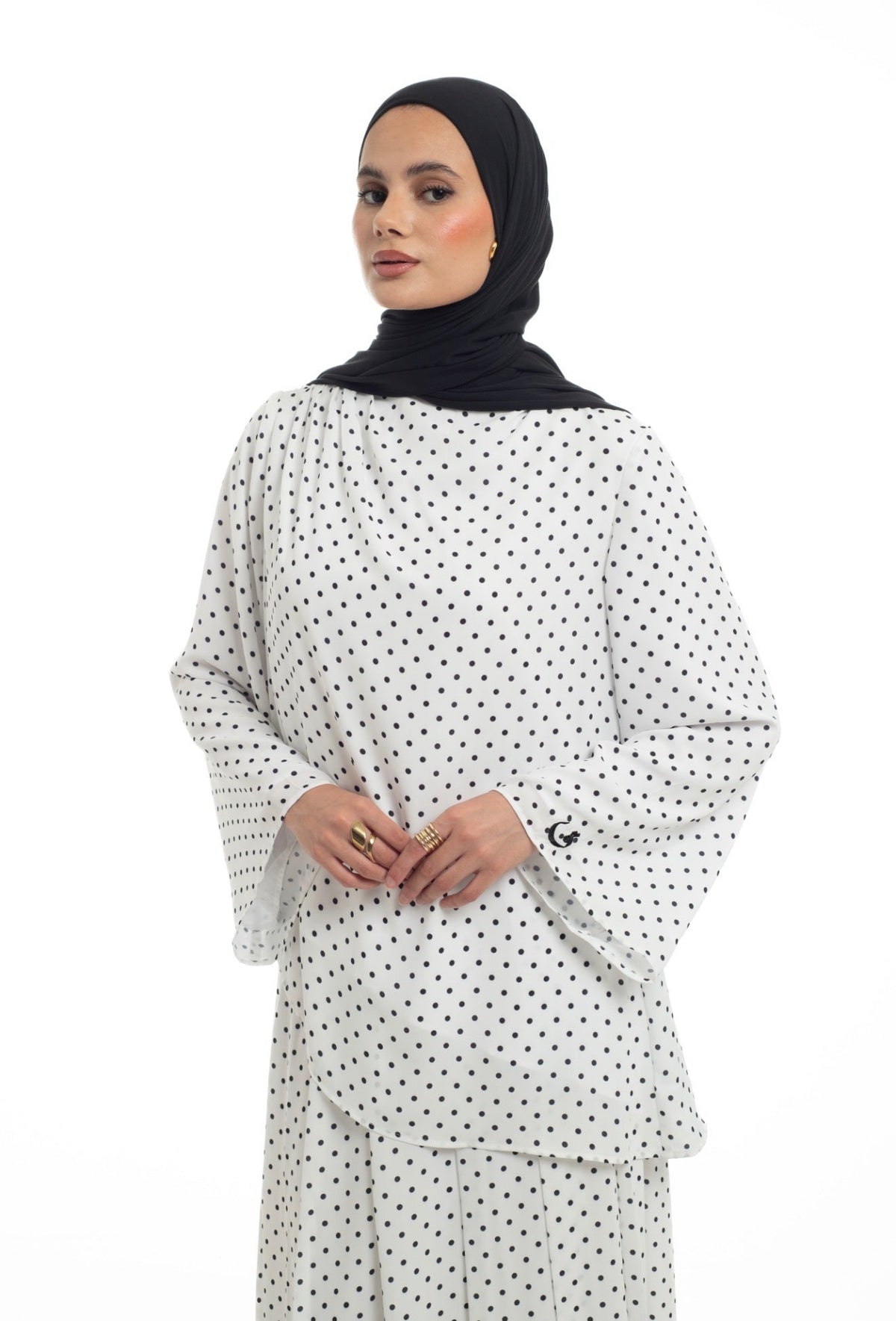 Asymmetrical Skirt Set | Polka Dot - Byqaaf