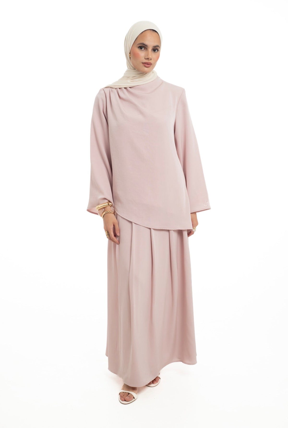 Asymmetrical Skirt Set | Soft Pink - Byqaaf