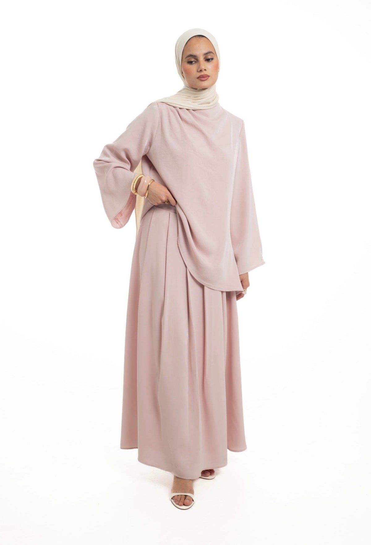 Asymmetrical Skirt Set | Soft Pink - Byqaaf