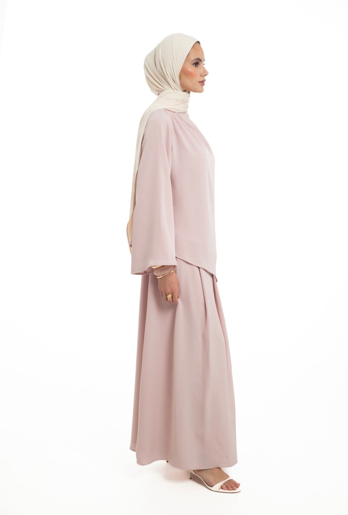 Asymmetrical Skirt Set | Soft Pink - Byqaaf