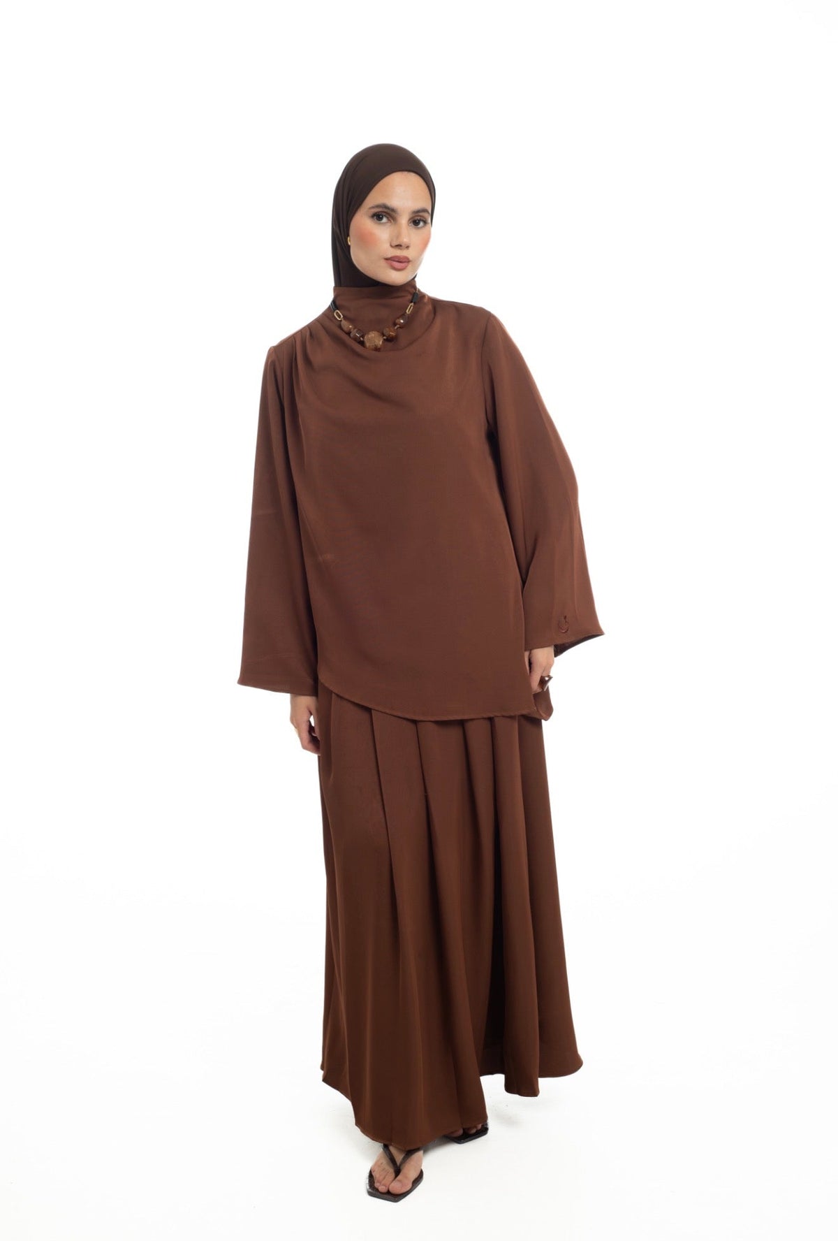 Asymmetrical Skirt Set | Spiced Chocolate - Byqaaf