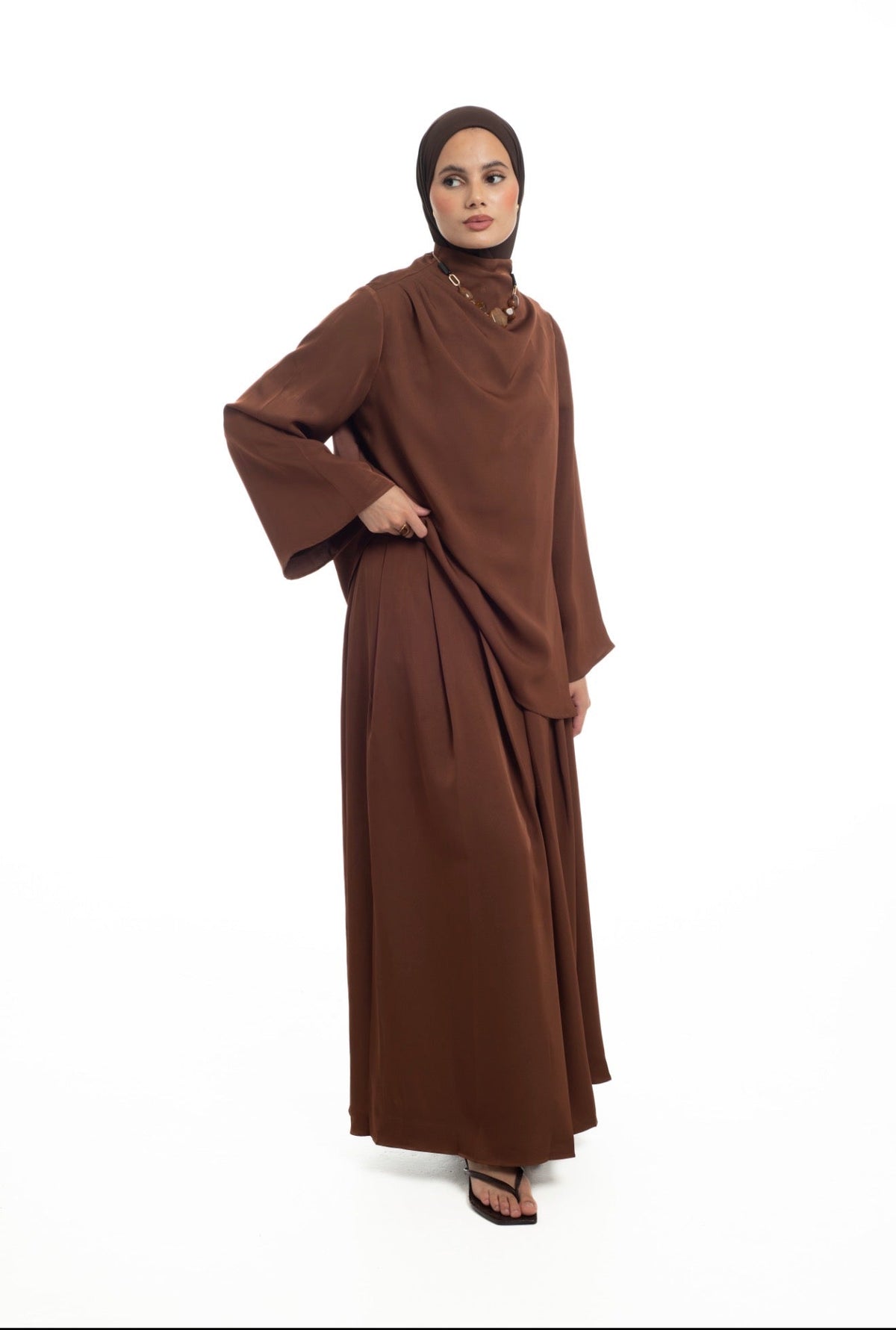 Asymmetrical Skirt Set | Spiced Chocolate - Byqaaf