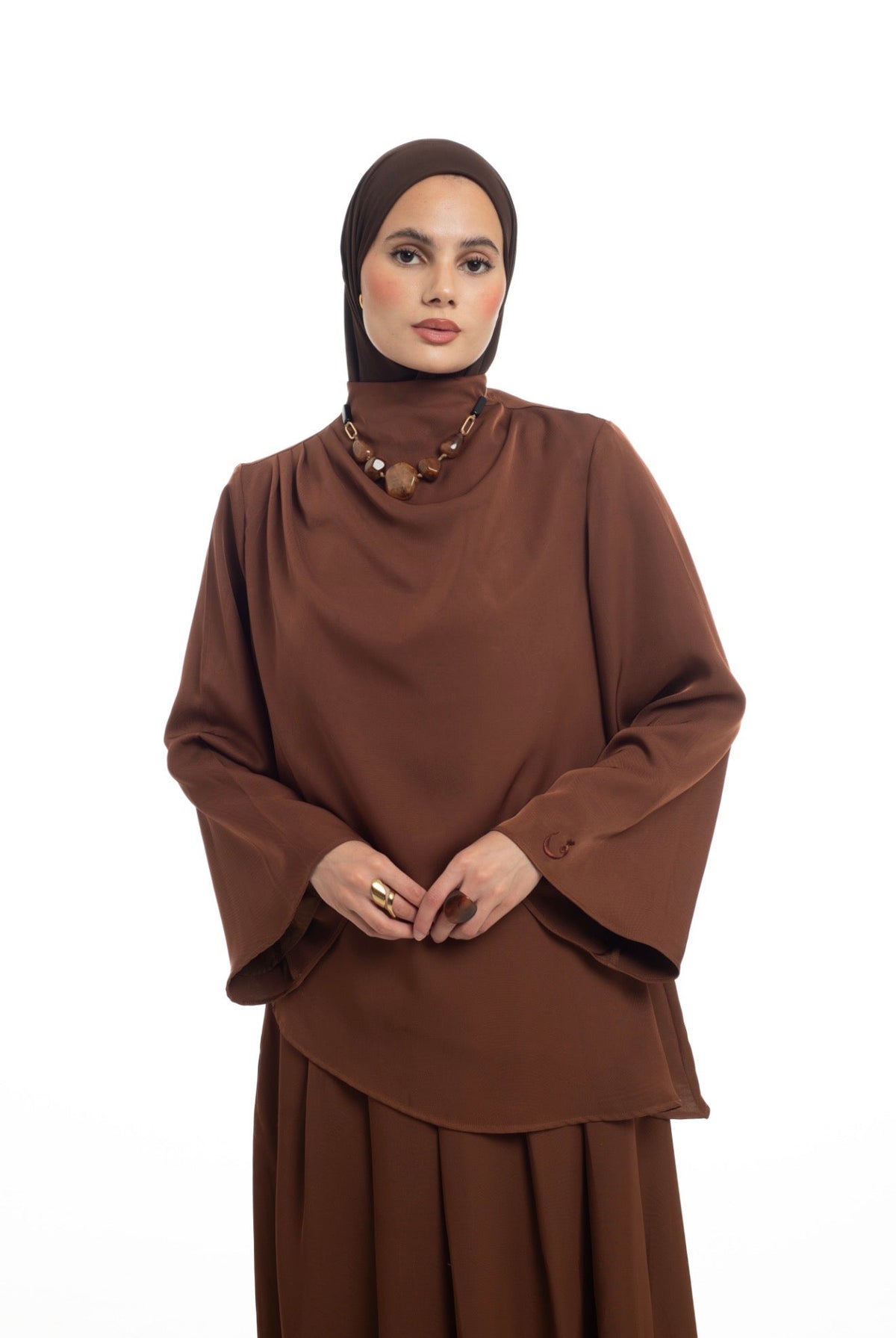 Asymmetrical Skirt Set | Spiced Chocolate - Byqaaf