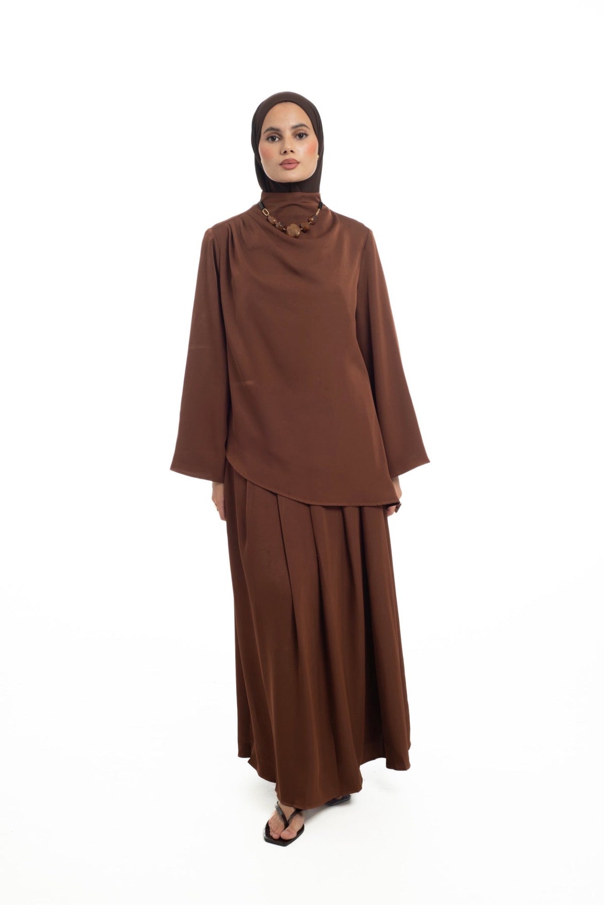 Asymmetrical Skirt Set | Spiced Chocolate - Byqaaf