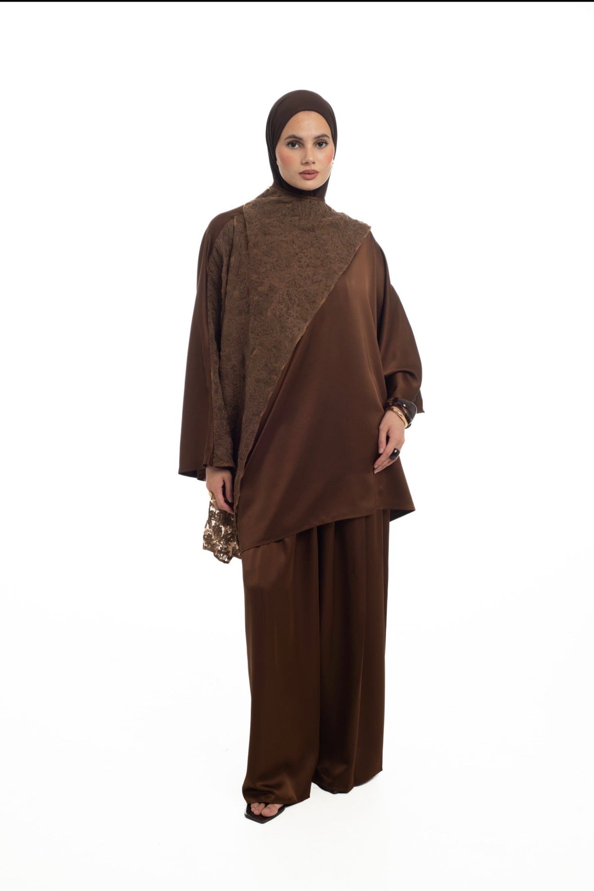 Batwing Lace Shawl Top | Honey Date - Byqaaf