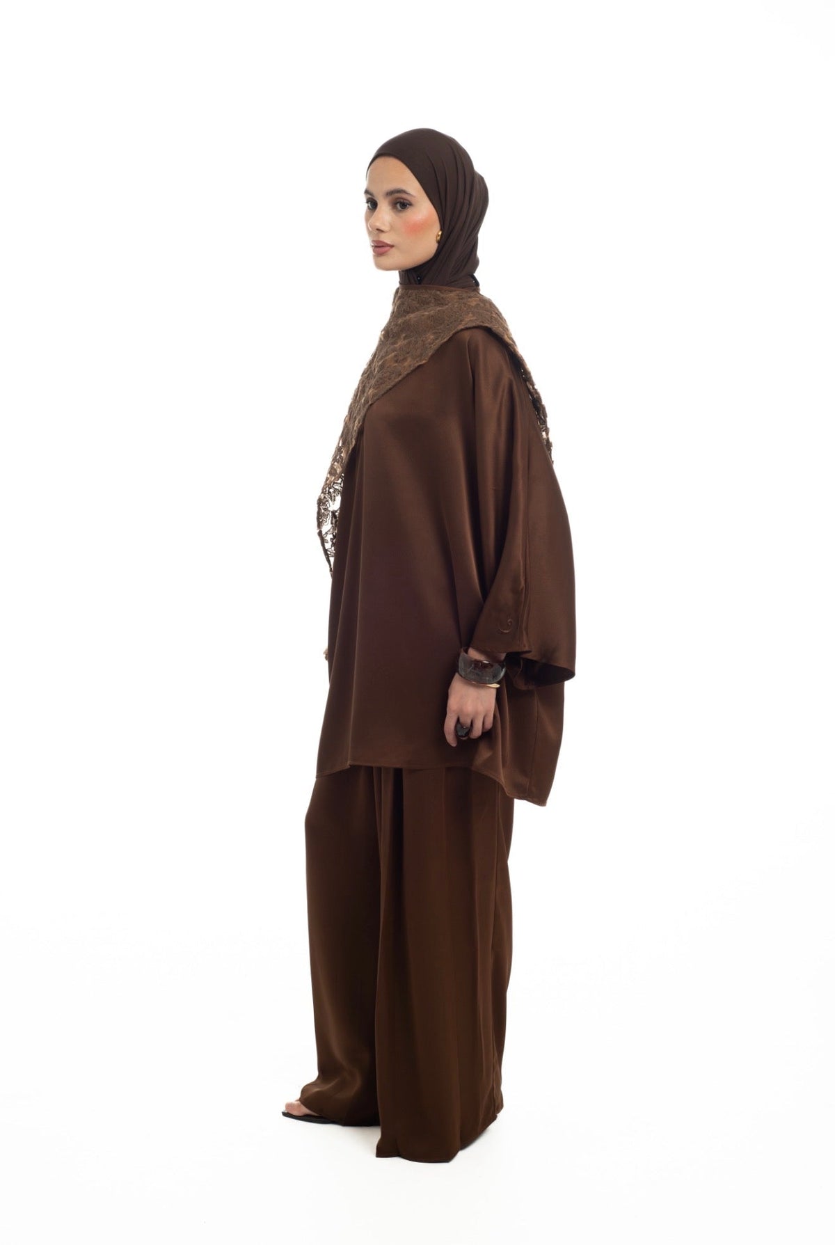 Batwing Lace Shawl Top | Honey Date - Byqaaf