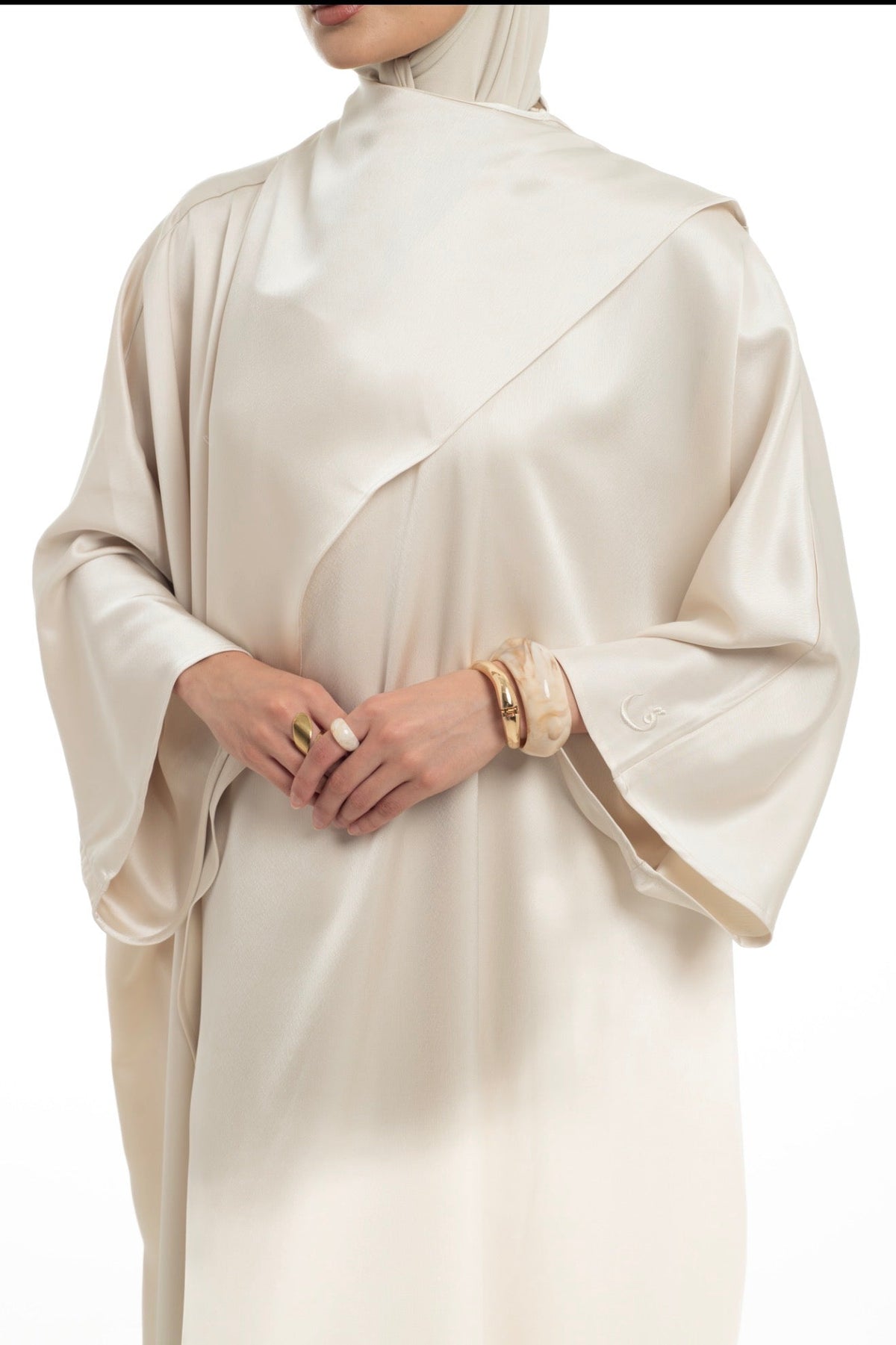 Batwing Shawl Dress | Champagne - Byqaaf