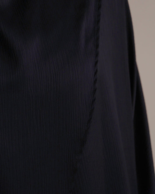 Batwing Shawl Dress | Navy Blue (Textured) - Byqaaf