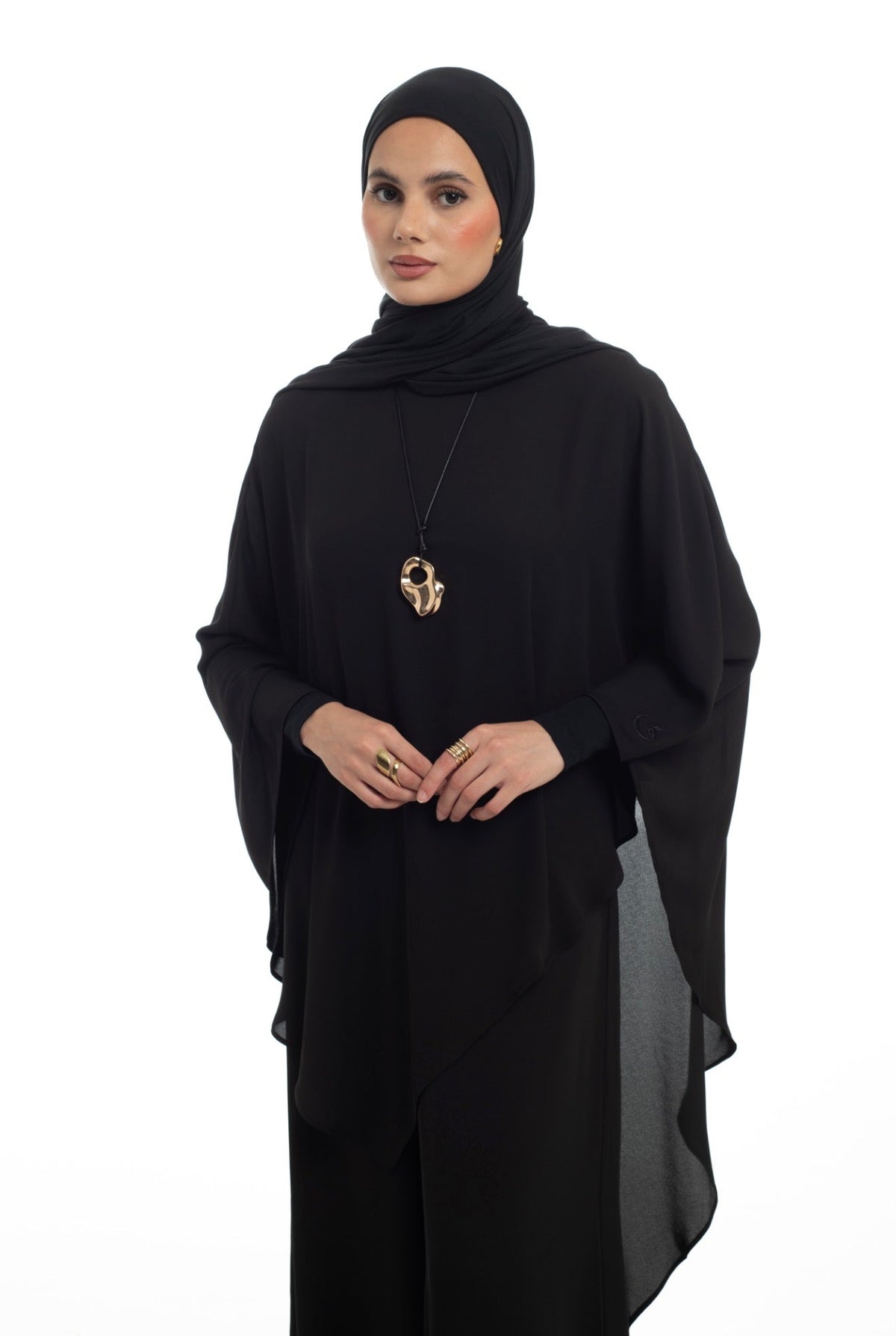 Draped Overlay Flare Set | Black - Byqaaf