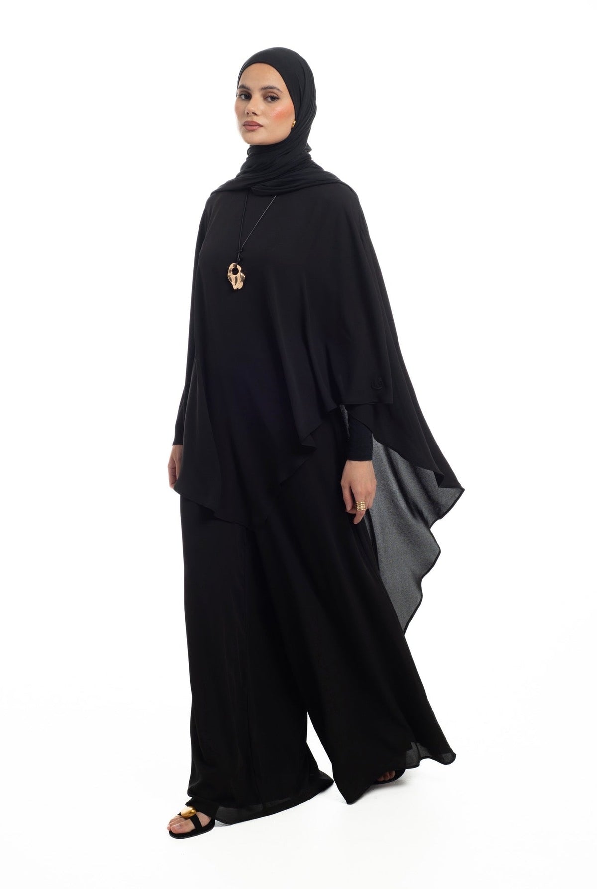 Draped Overlay Flare Set | Black - Byqaaf