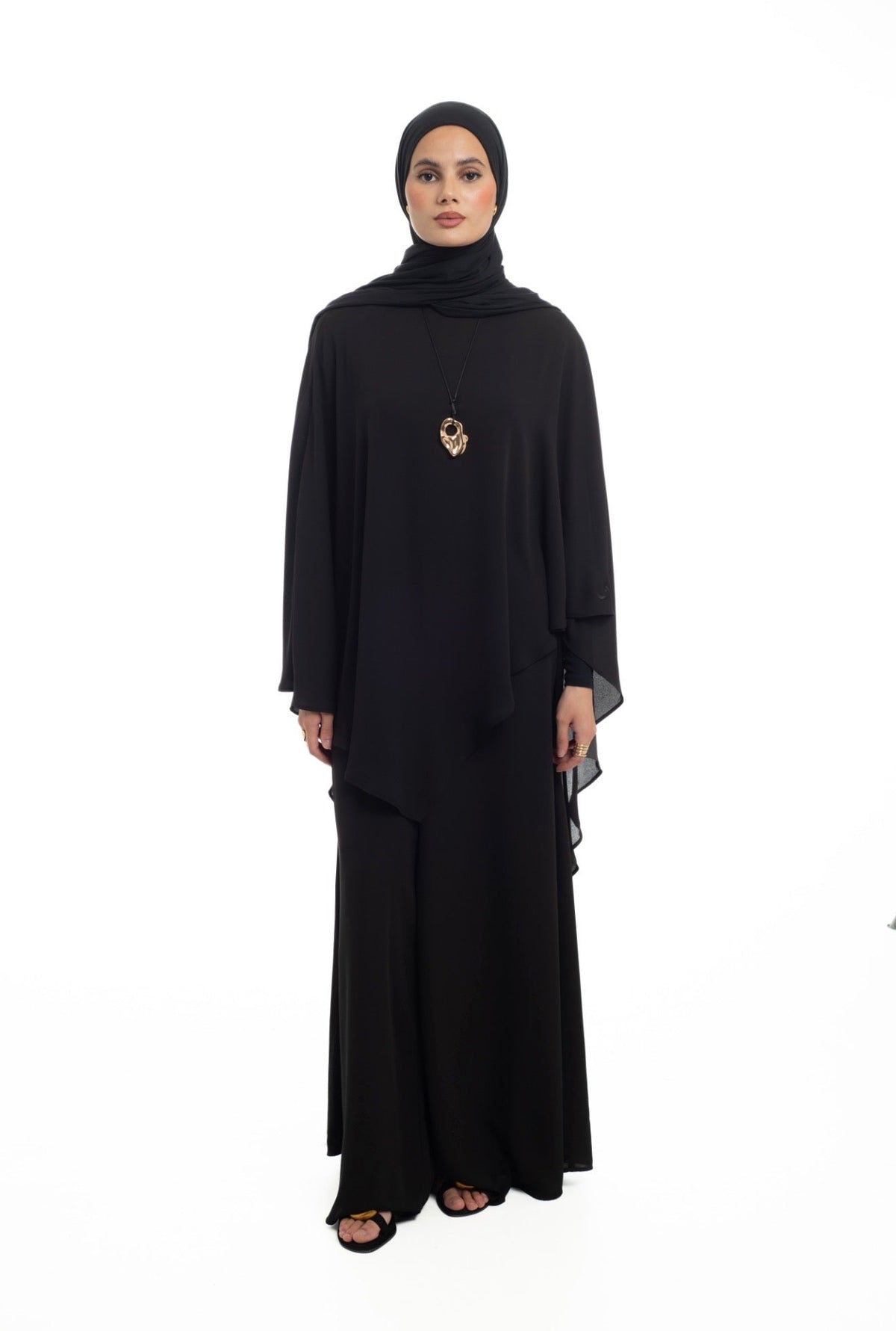 Draped Overlay Flare Set | Black - Byqaaf