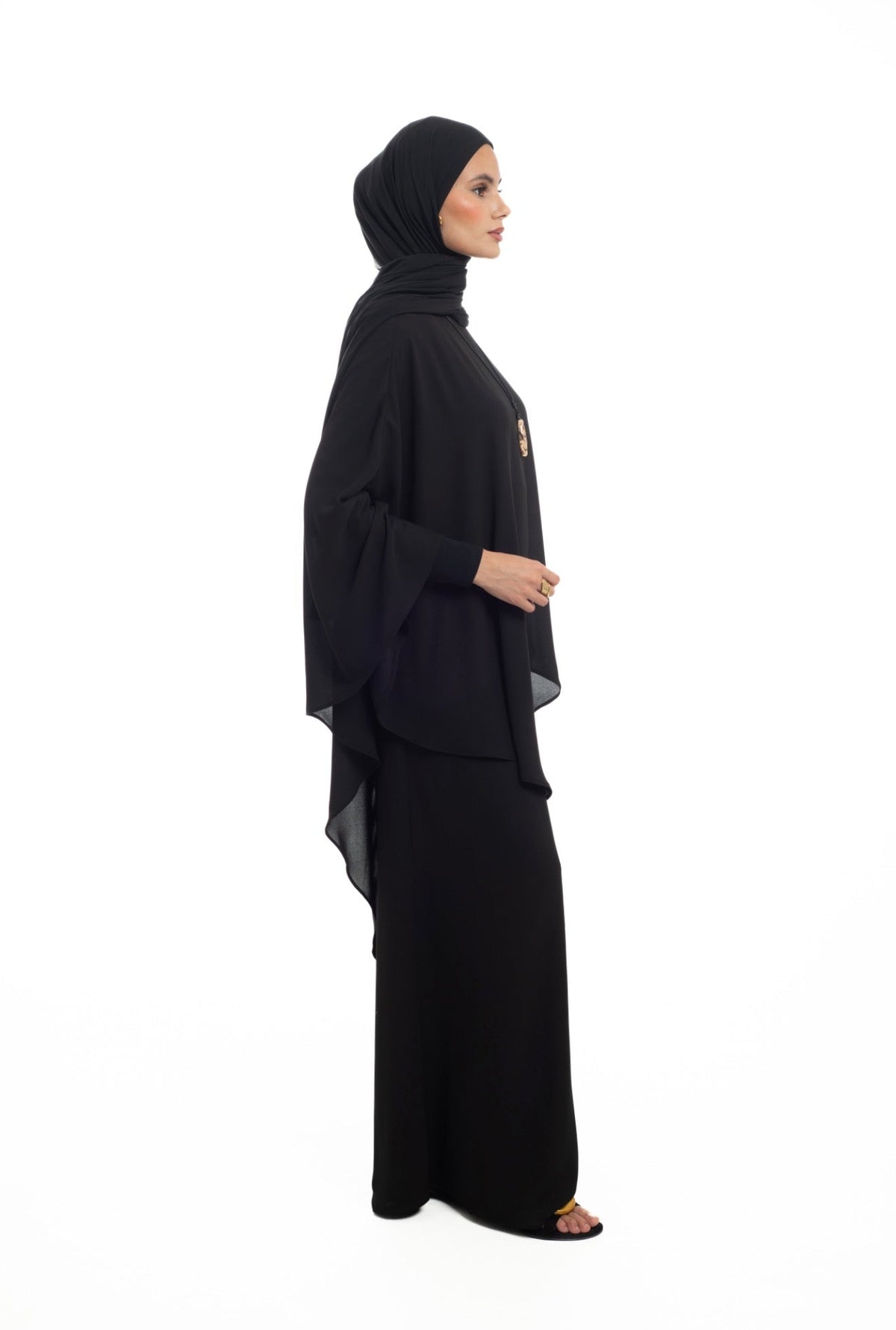Draped Overlay Flare Set | Black - Byqaaf