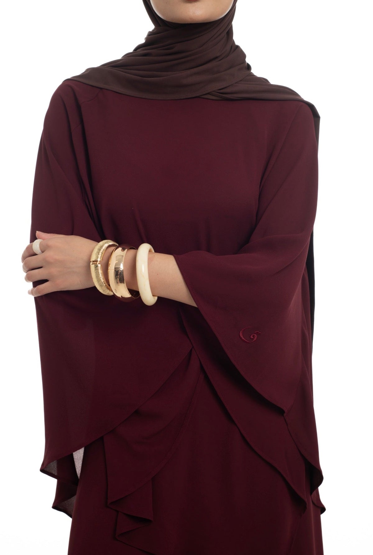 Draped Overlay Flare Set | Mulberry - Byqaaf