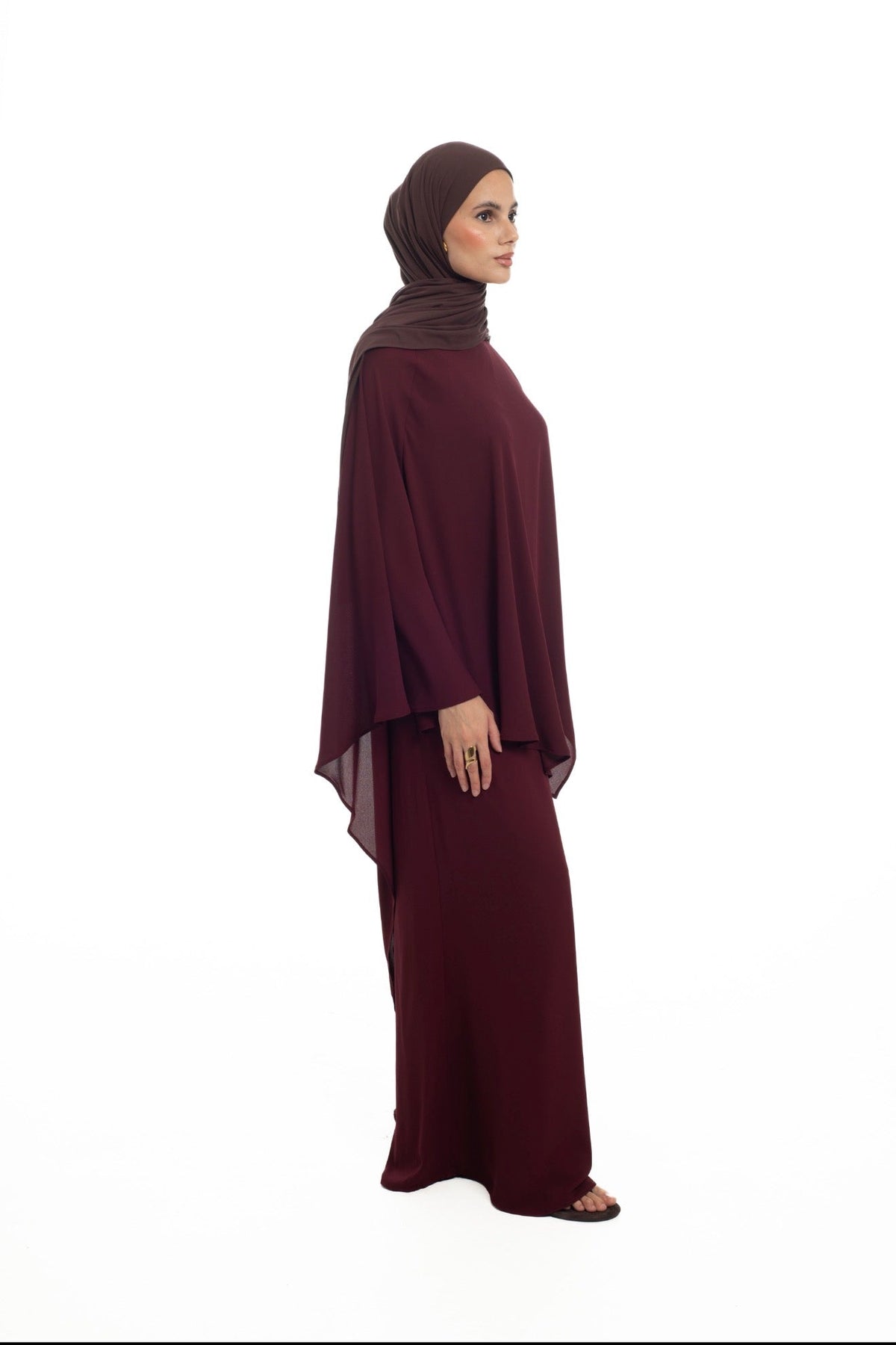 Draped Overlay Flare Set | Mulberry - Byqaaf