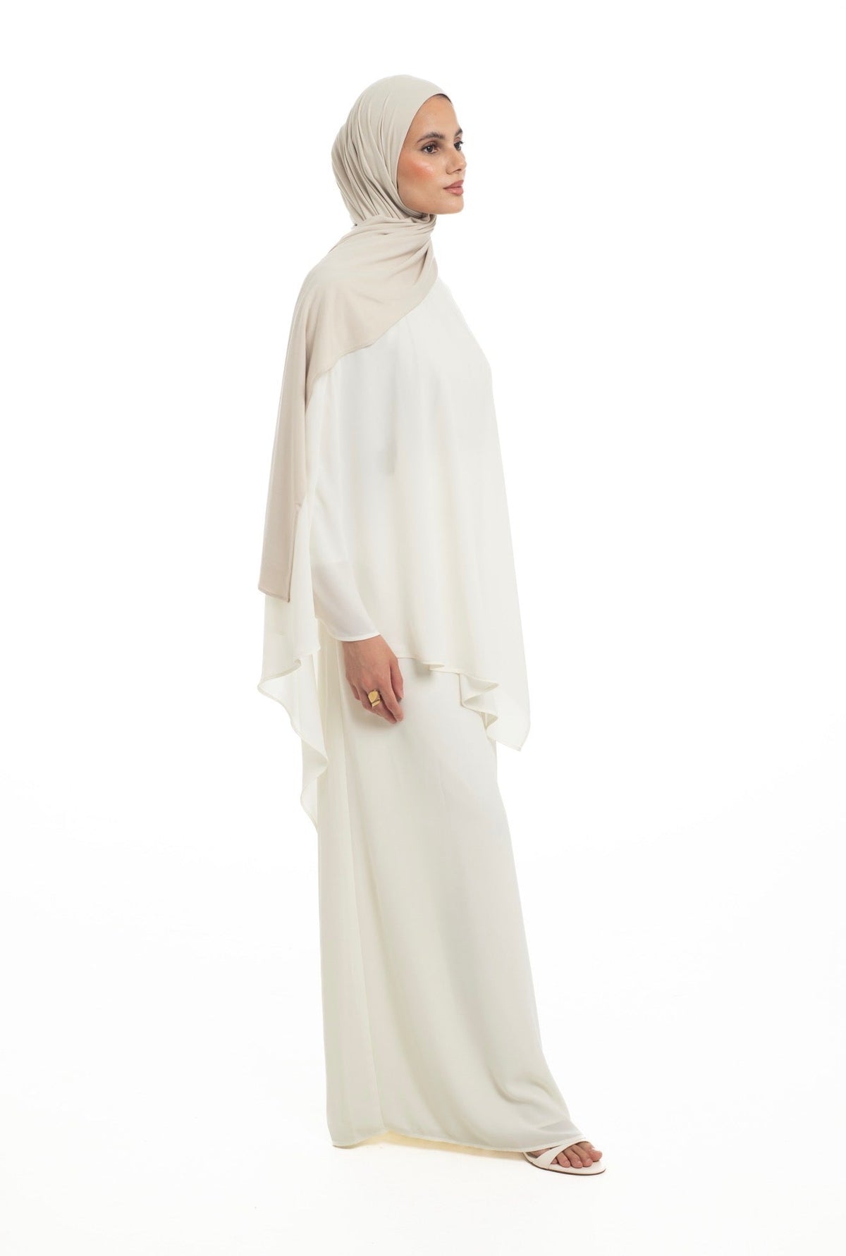 Draped Overlay Flare Set | Porcelain - Byqaaf