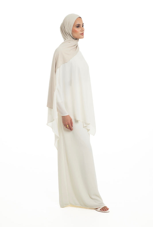 Draped Overlay Flare Set | Porcelain - Byqaaf