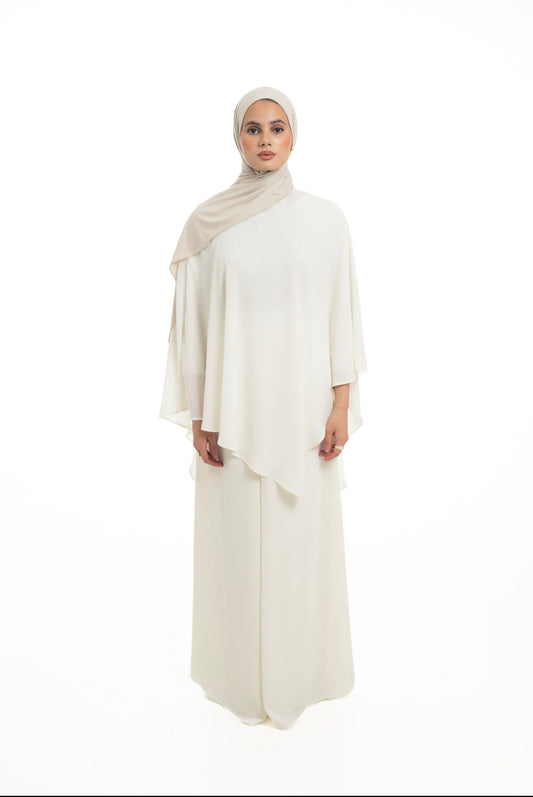 Draped Overlay Flare Set | Porcelain - Byqaaf