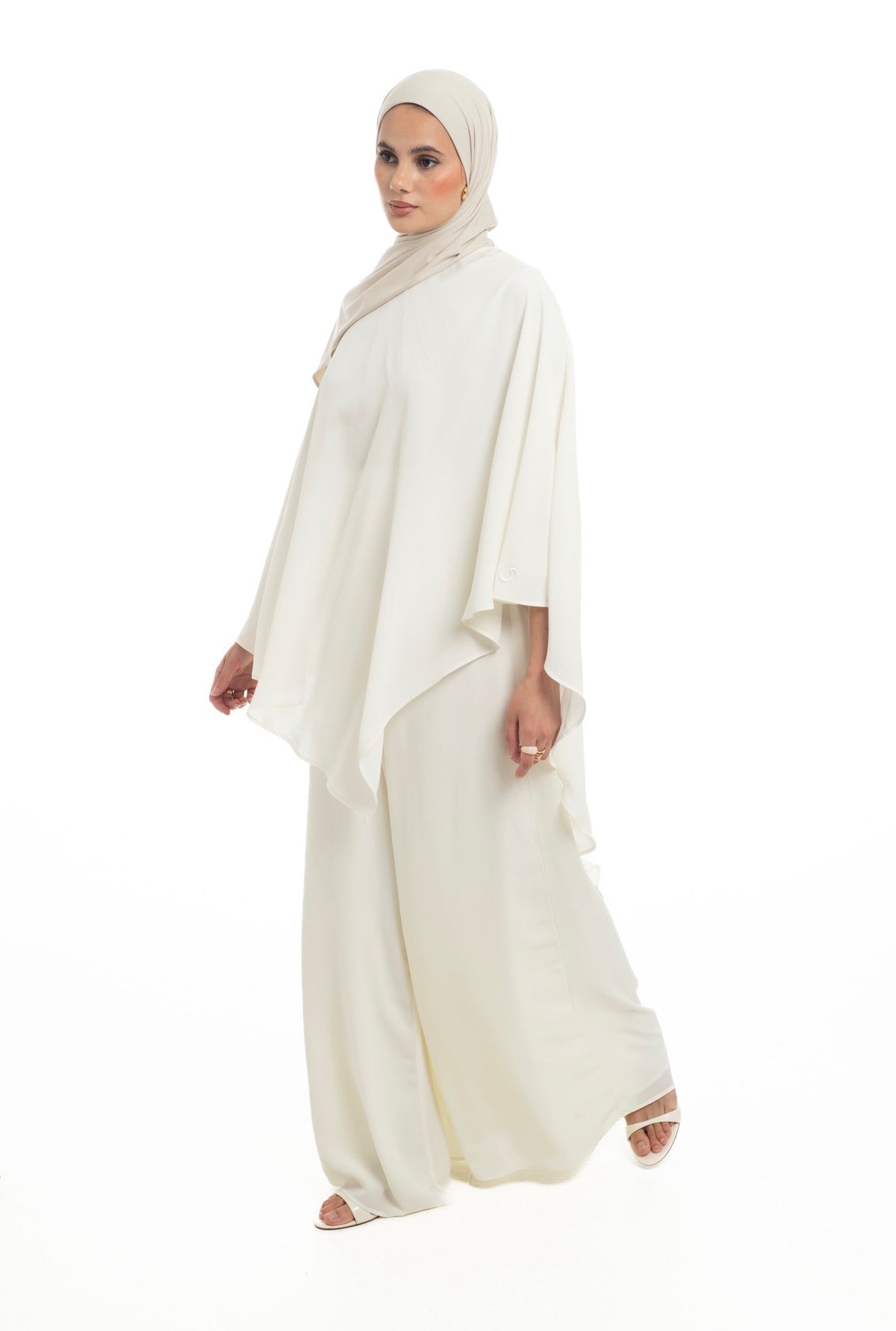 Draped Overlay Flare Set | Porcelain - Byqaaf