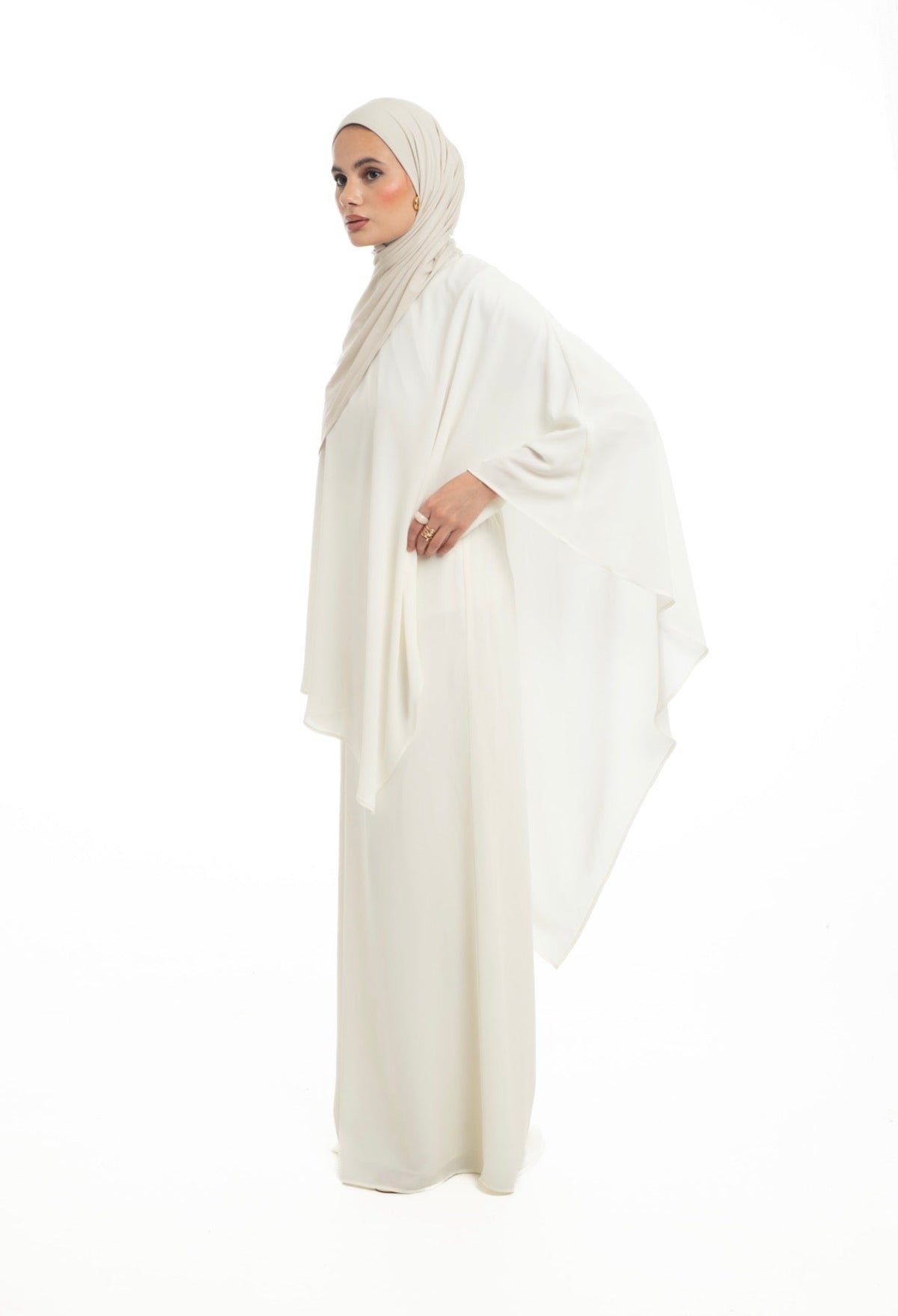 Draped Overlay Flare Set | Porcelain - Byqaaf