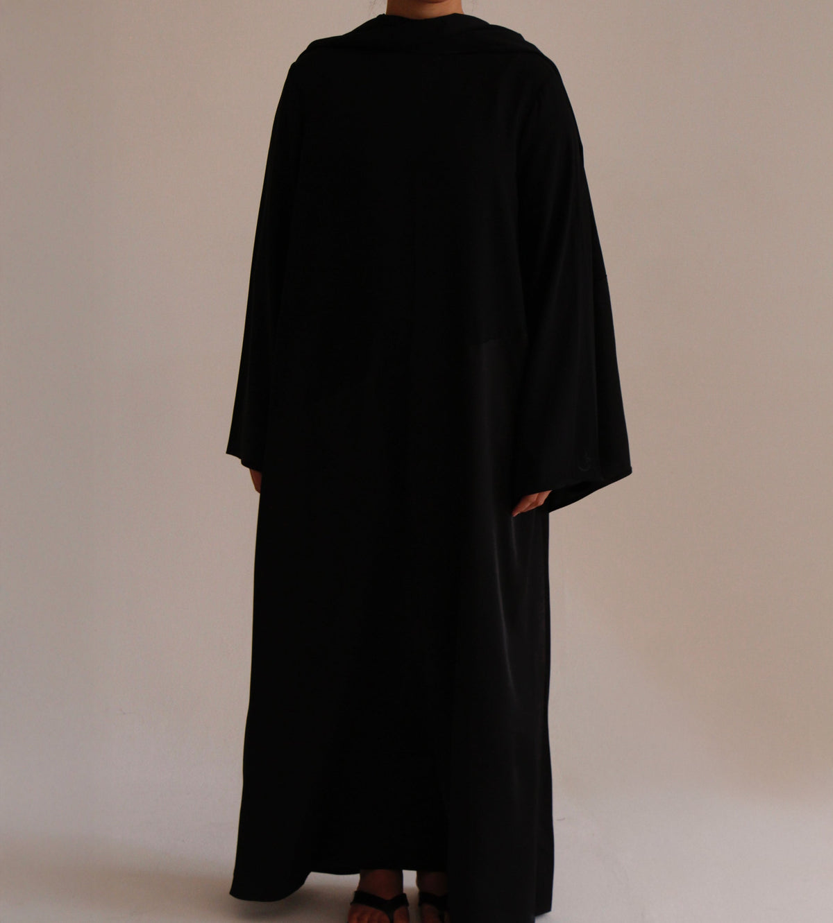 Half Plain Half Satin Dress + Hijab | Black - Byqaaf