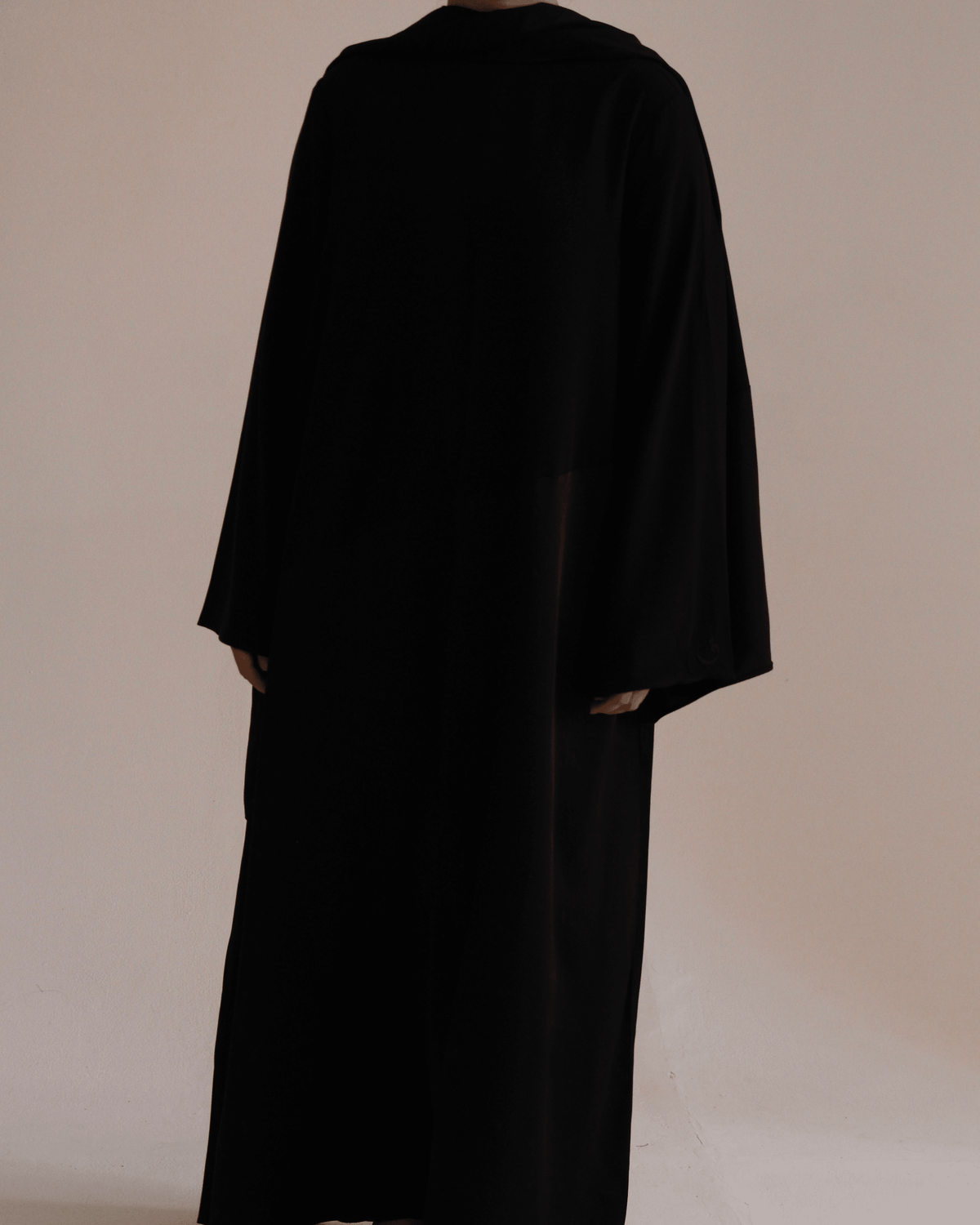 Half Plain Half Satin Dress + Hijab | Black - Byqaaf