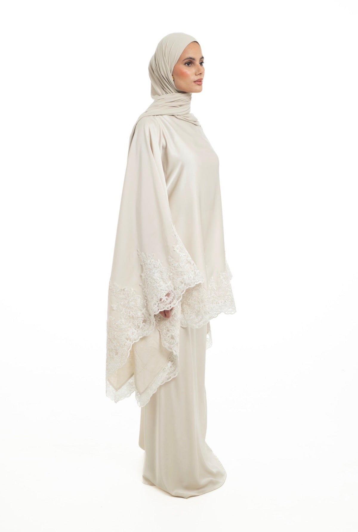 Lace Cape Top and Skirt | Ivory - Byqaaf