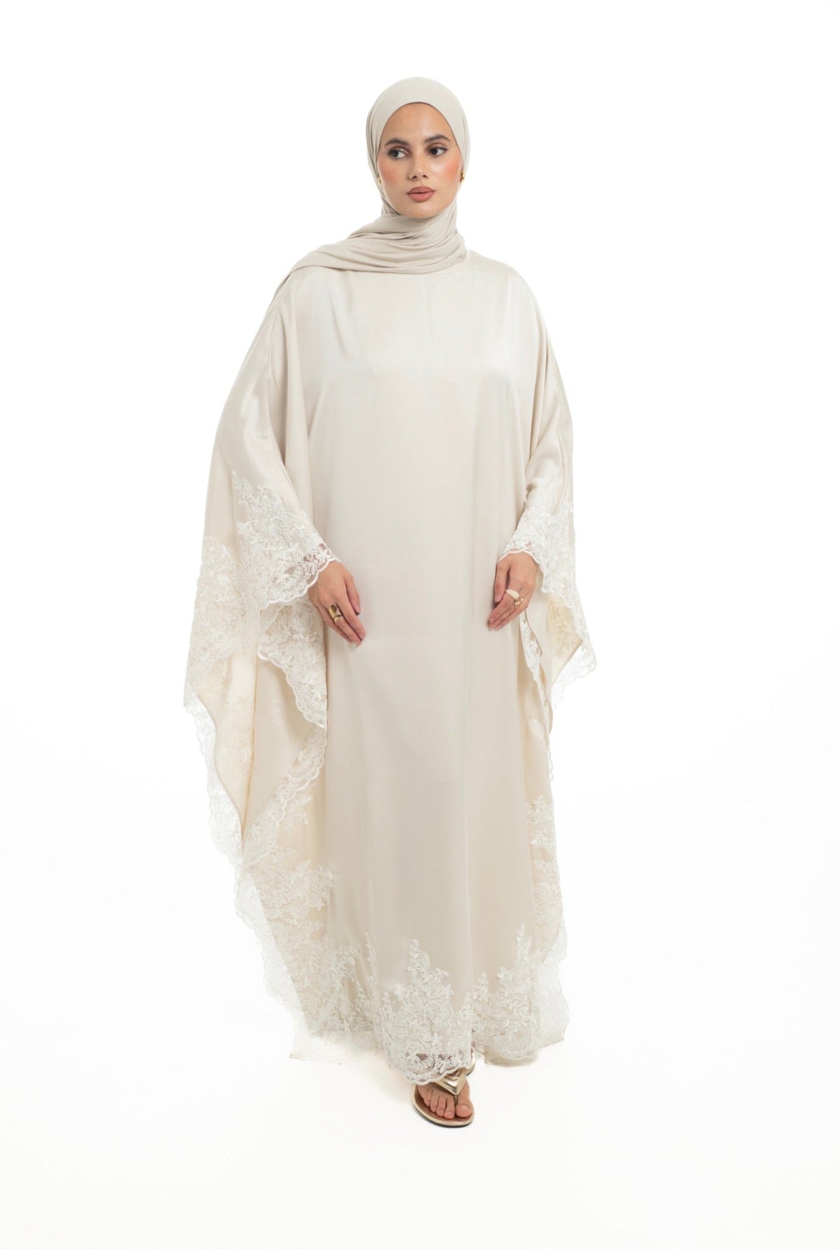 Lace Kaftan | Ivory - Byqaaf