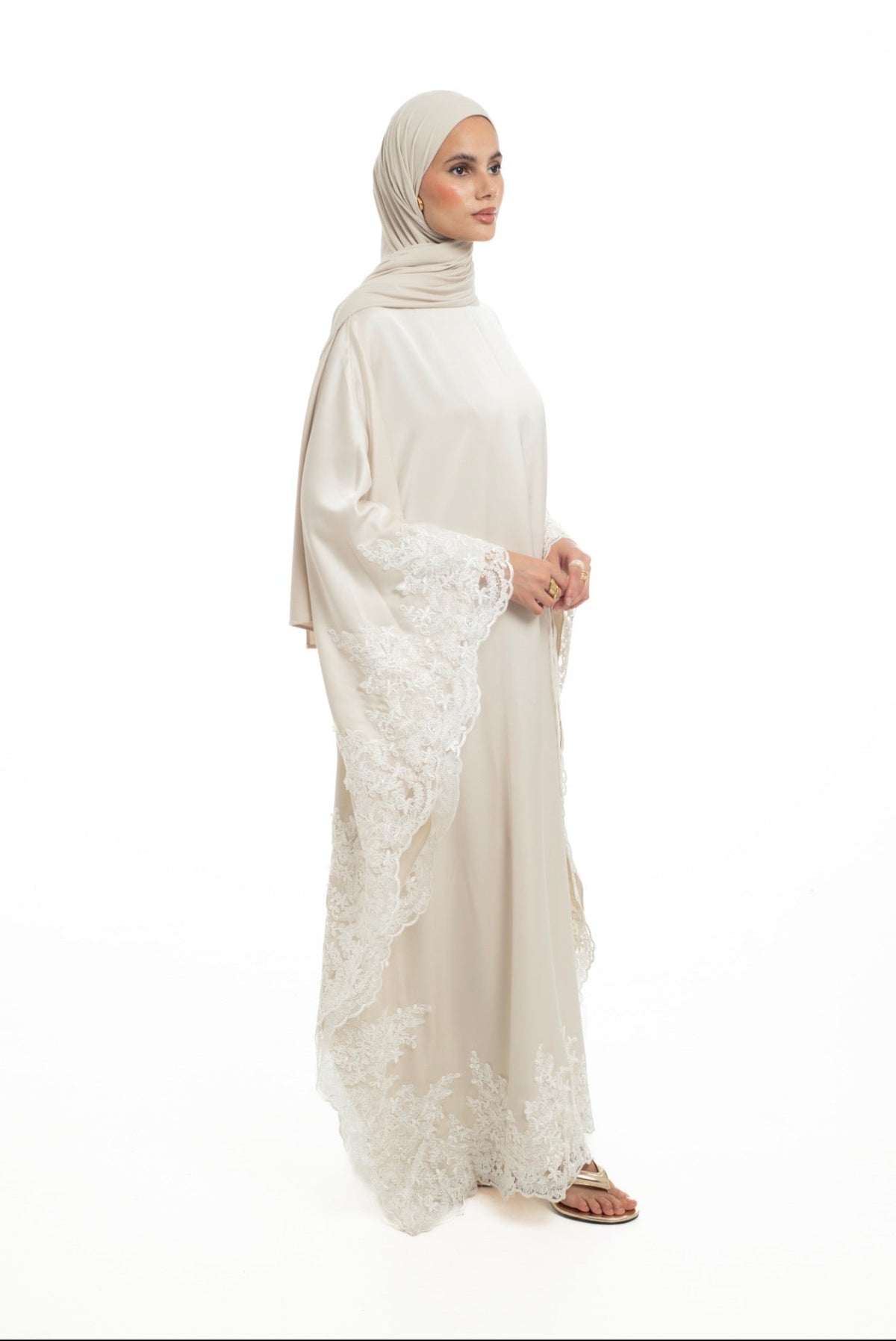 Lace Kaftan | Ivory - Byqaaf