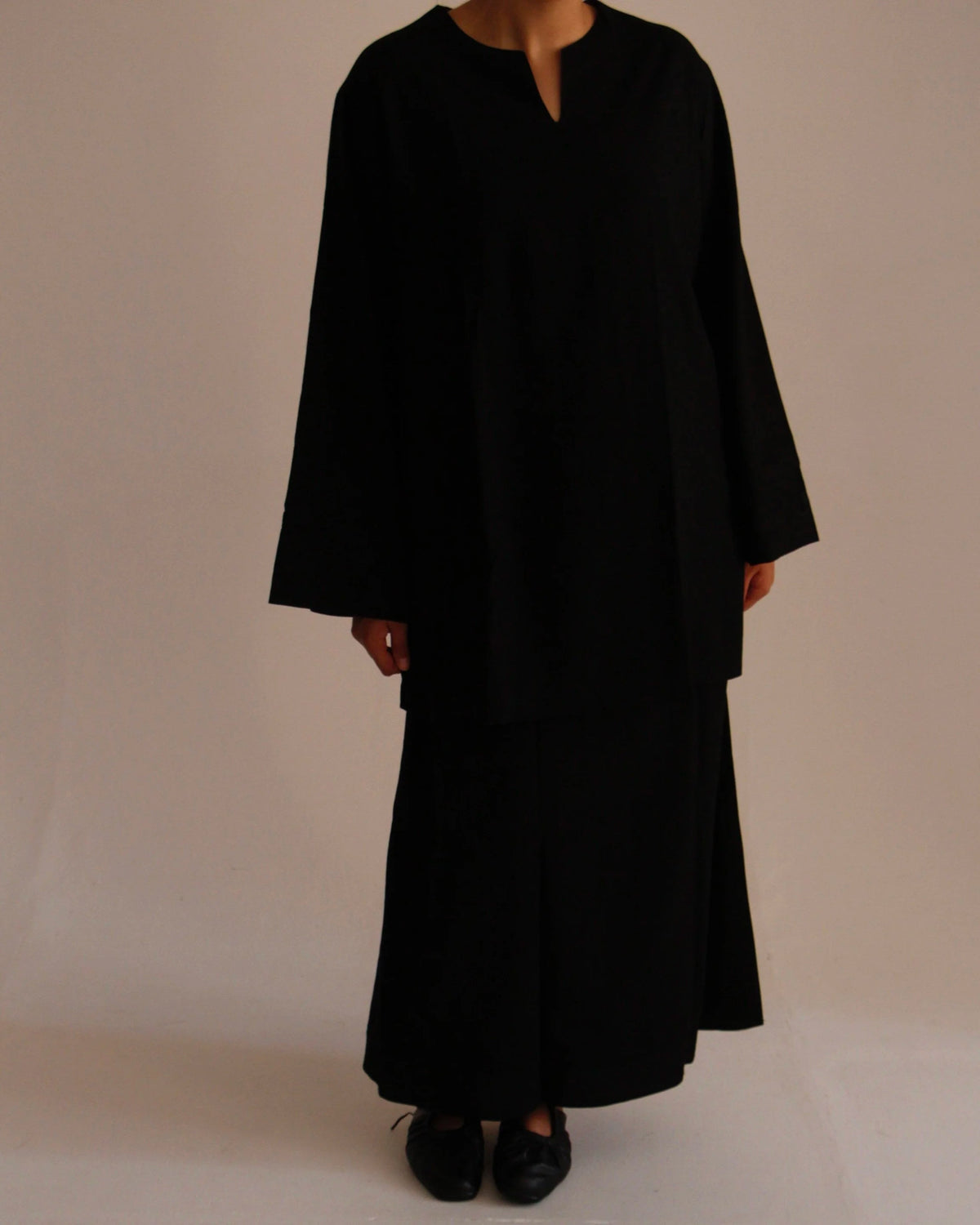 Neck Linen Set | Black - Byqaaf