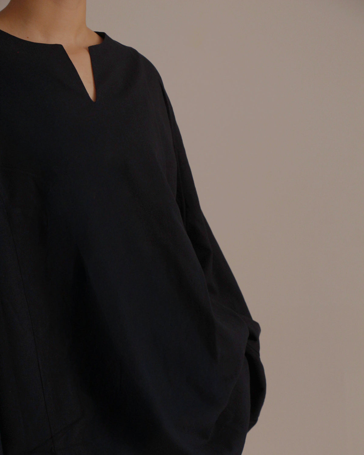 Neck Linen Set | Navy Blue - Byqaaf