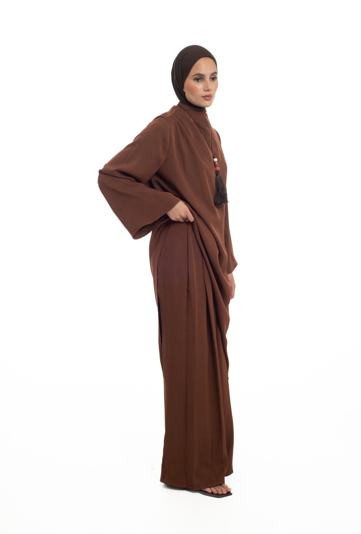 Pleated Flare Trousers | Spiced Chocolate - Byqaaf