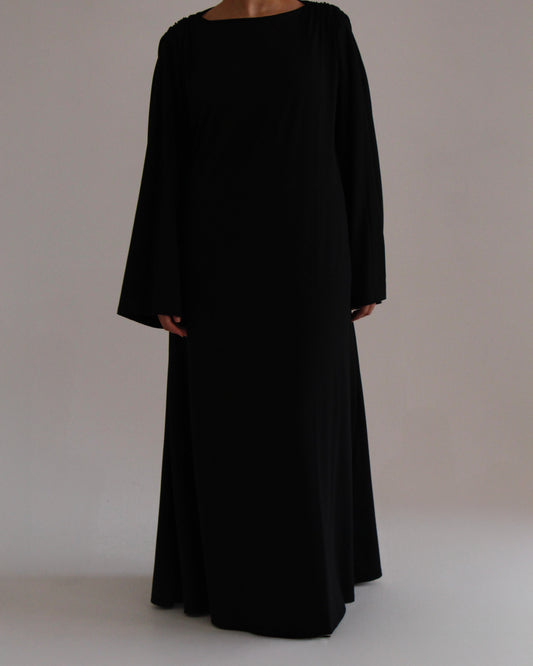 Pleated Jersey Dress | Black - Byqaaf